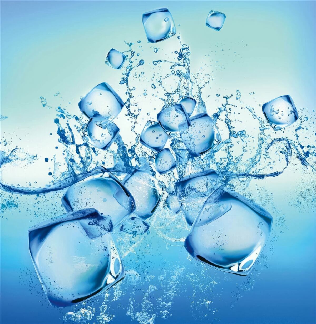 Fotobehang vloeibare ijsblokjes