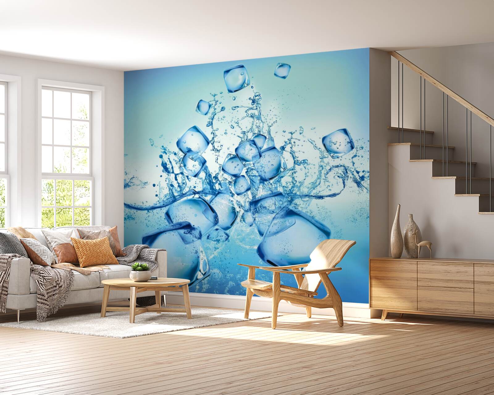 Fotobehang vloeibare ijsblokjes