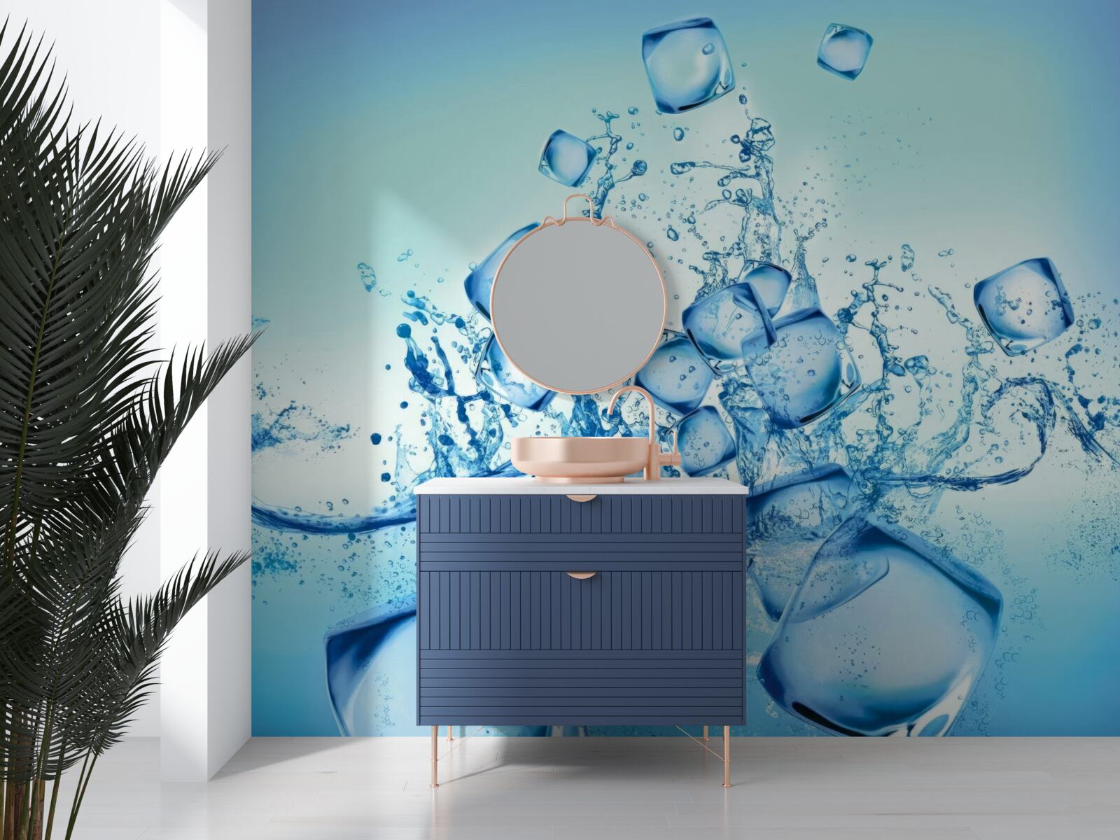 Fotobehang vloeibare ijsblokjes