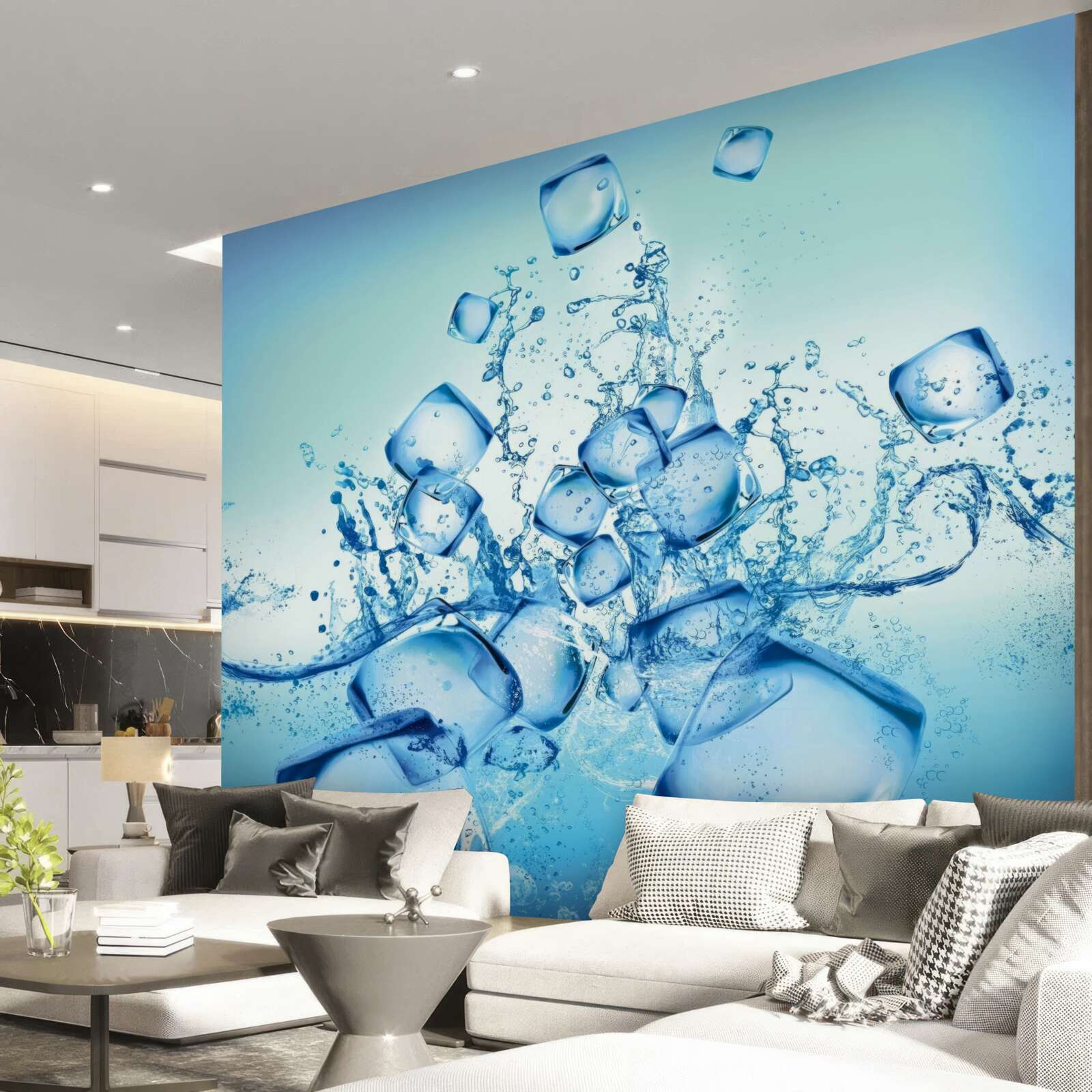 Fotobehang vloeibare ijsblokjes