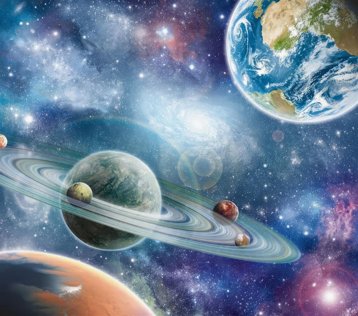 Fotobehang hemellichamen in de ruimte