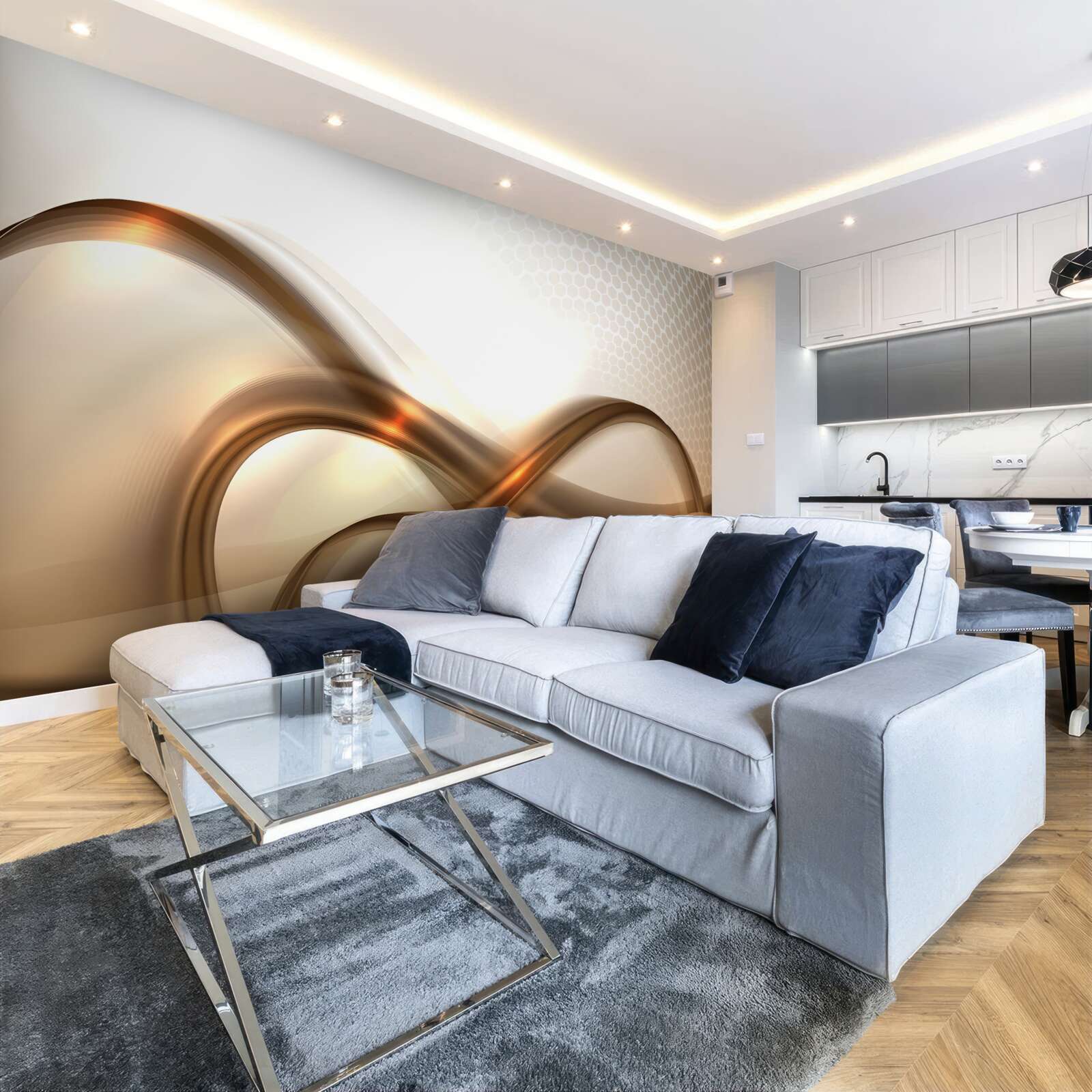 Fotobehang de lijnen zijn gebogen als goud