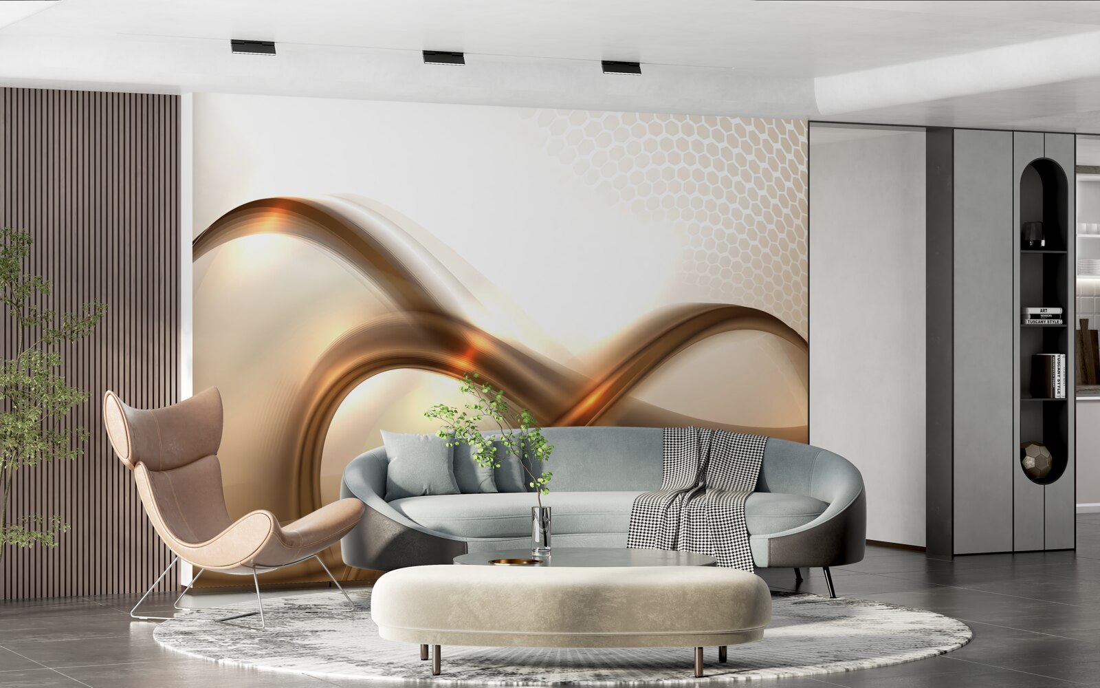 Fotobehang de lijnen zijn gebogen als goud