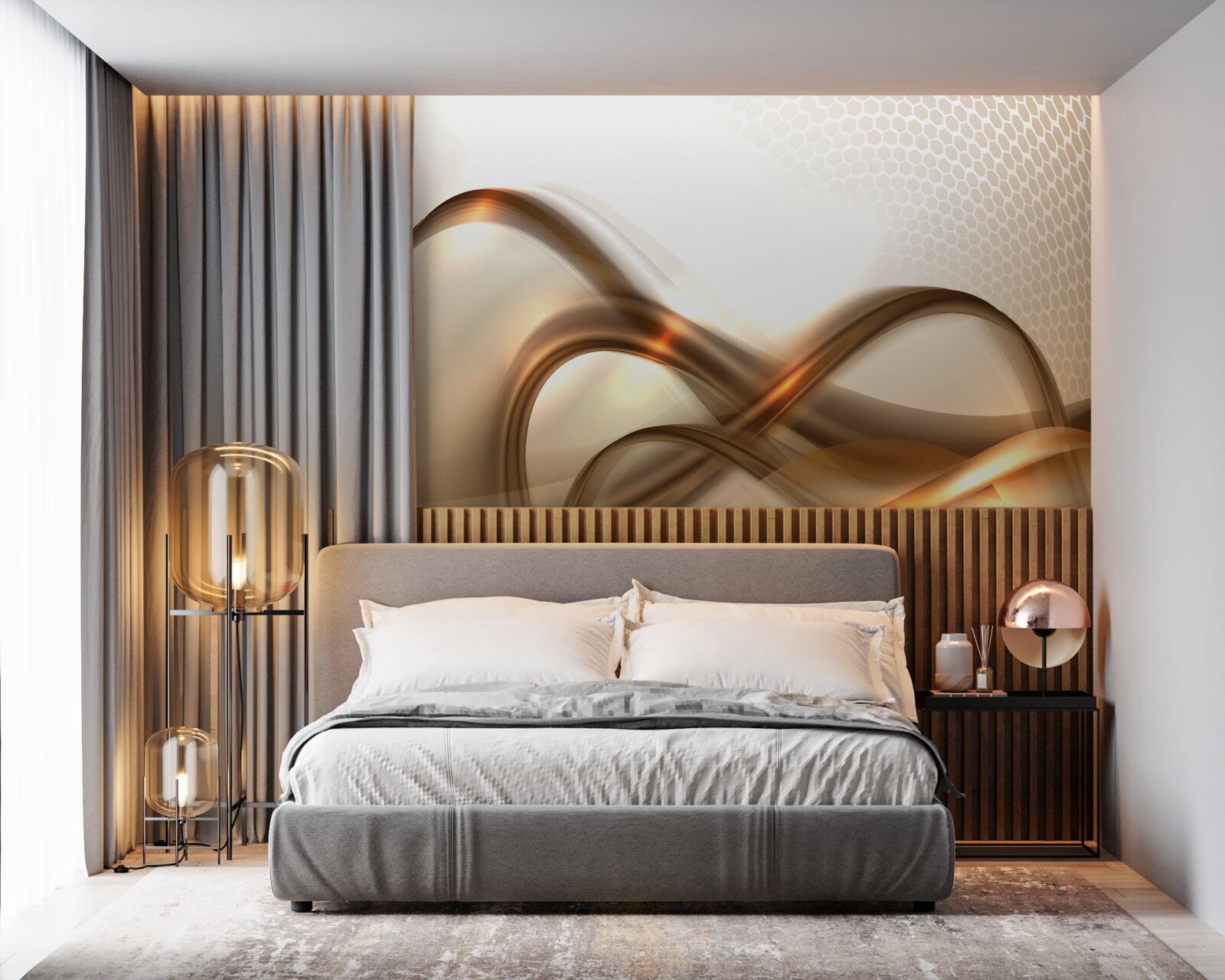 Fotobehang de lijnen zijn gebogen als goud