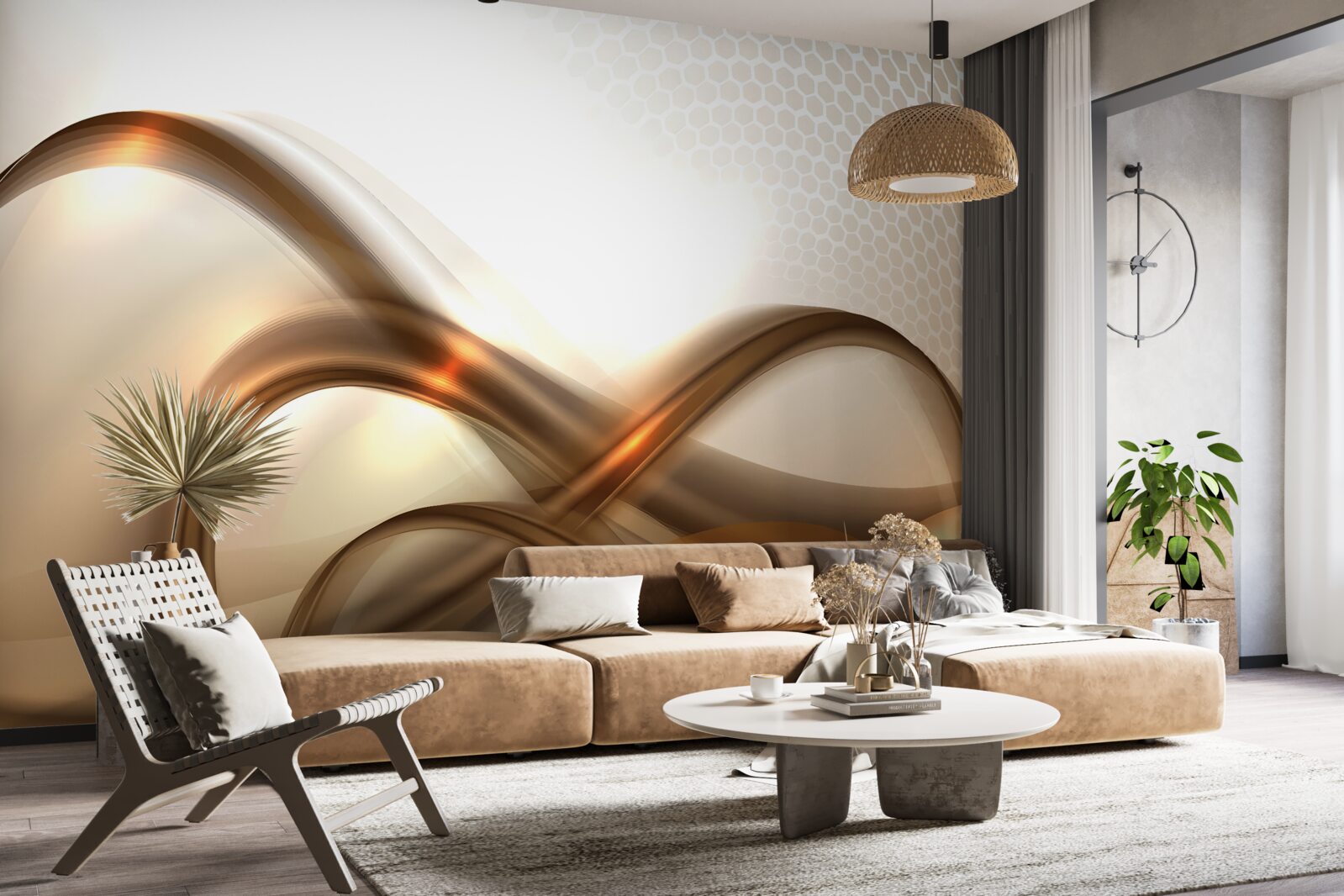 Fotobehang de lijnen zijn gebogen als goud