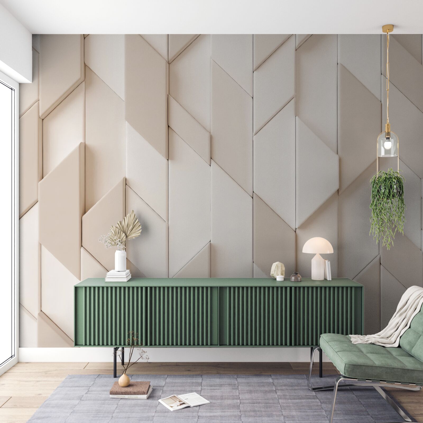 Fotobehang driedimensionale vormen met vier vlakken