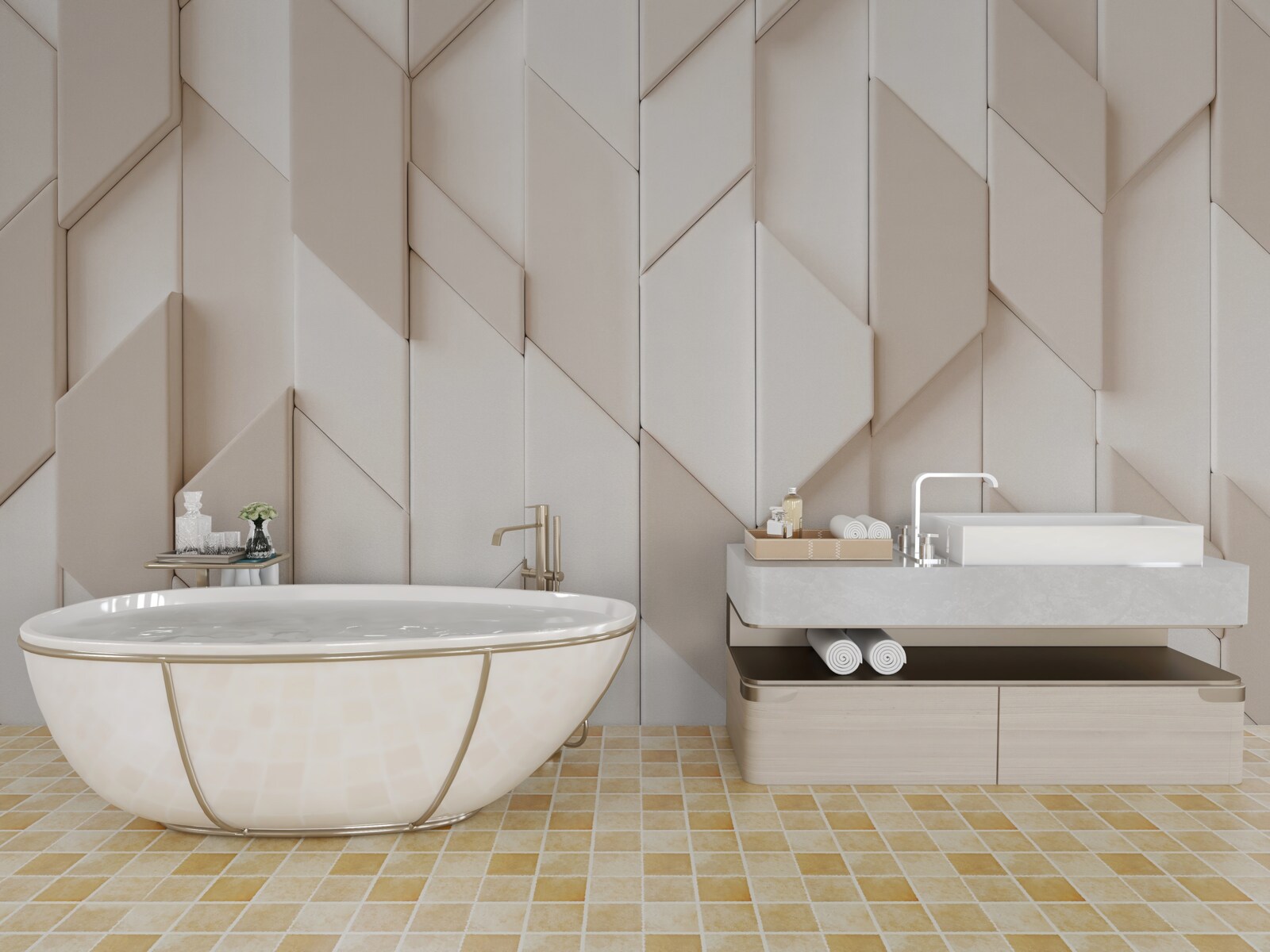 Fotobehang driedimensionale vormen met vier vlakken