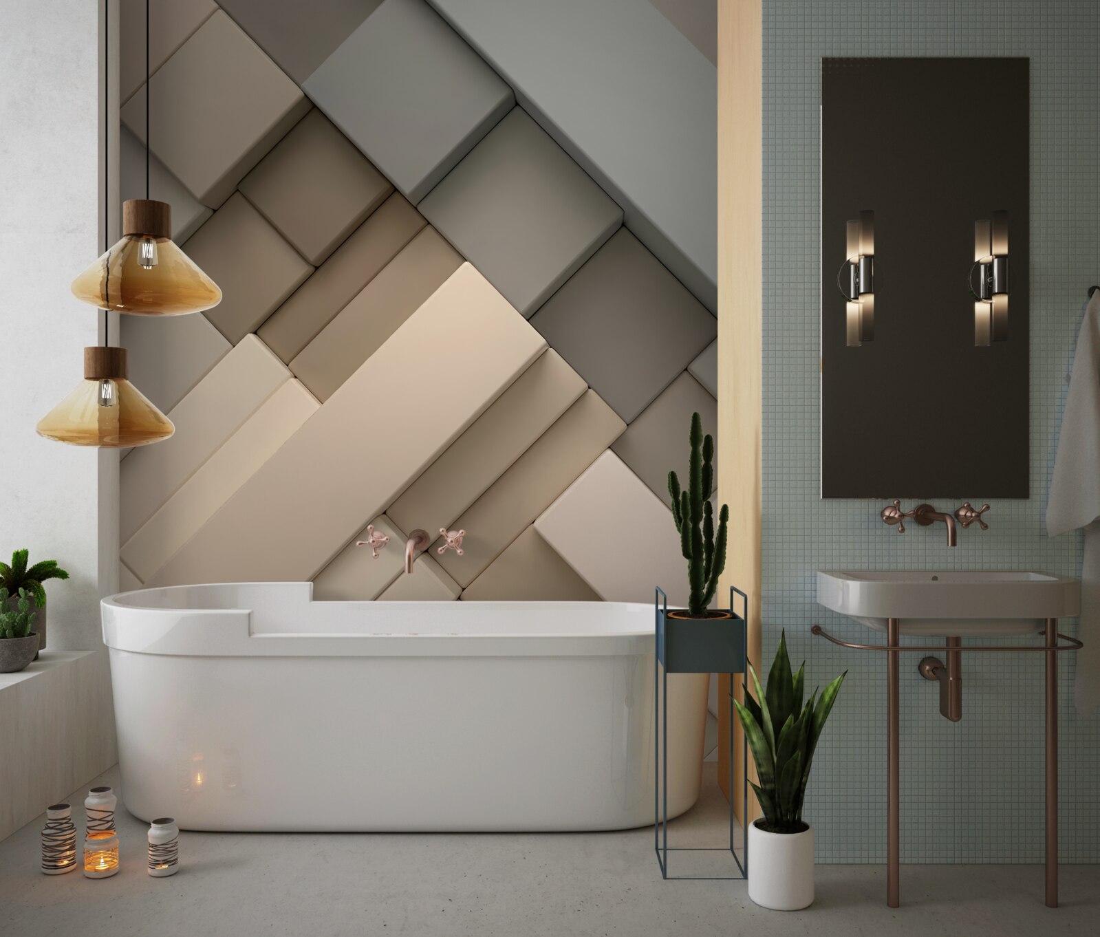 Fotobehang lichte geometrische vormen met volume