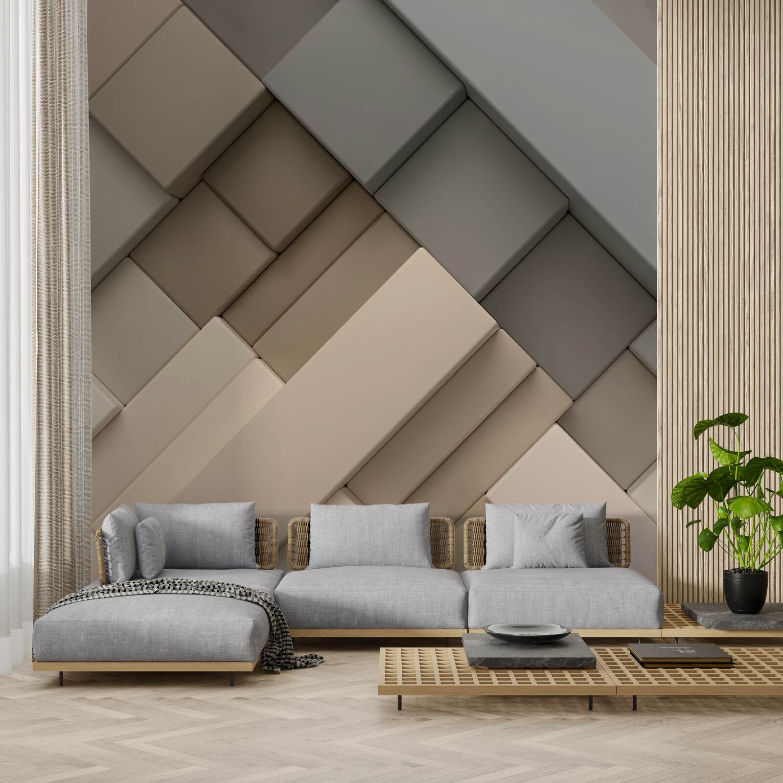 Fotobehang lichte geometrische vormen met volume