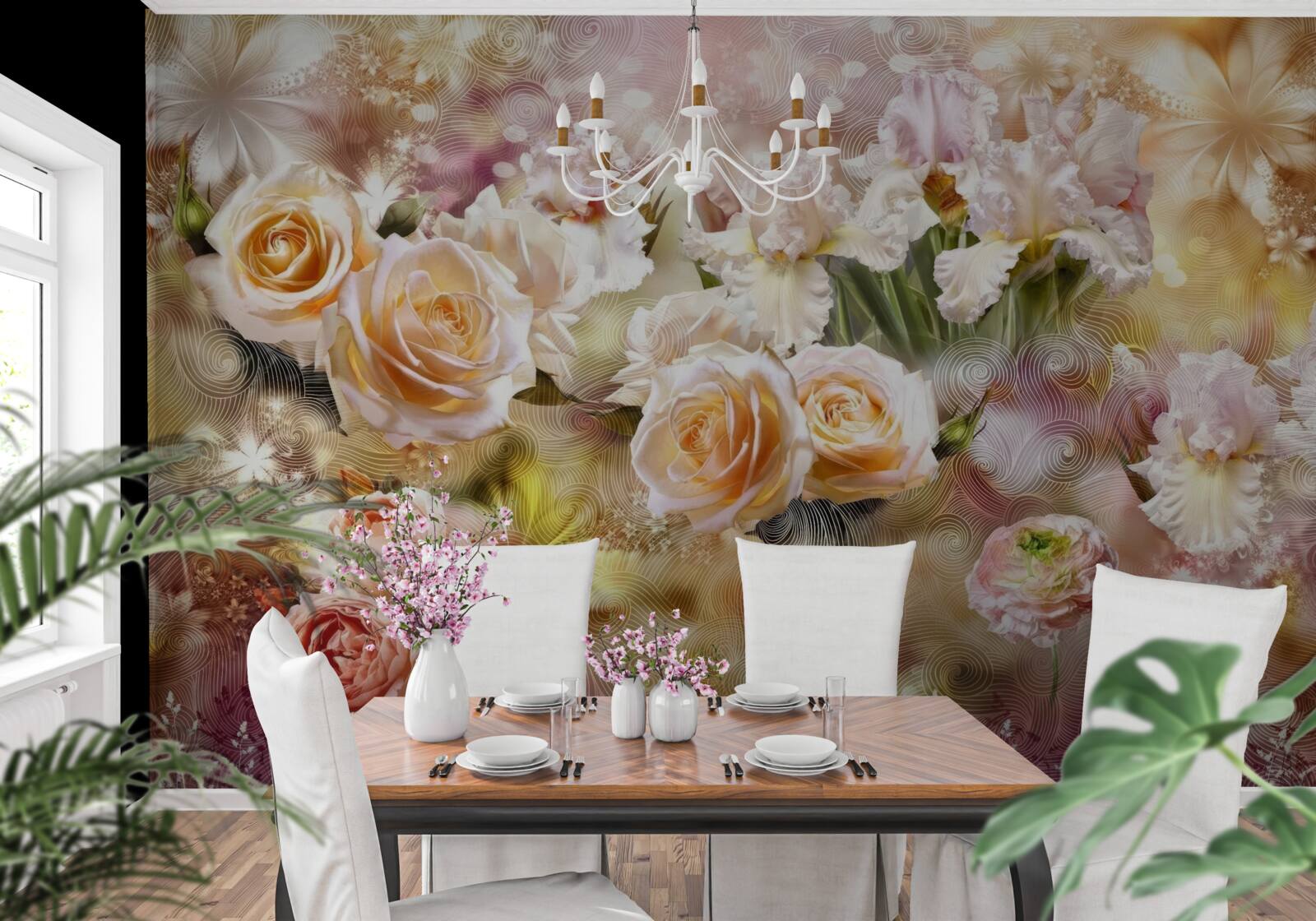 Fotobehang crème rozen