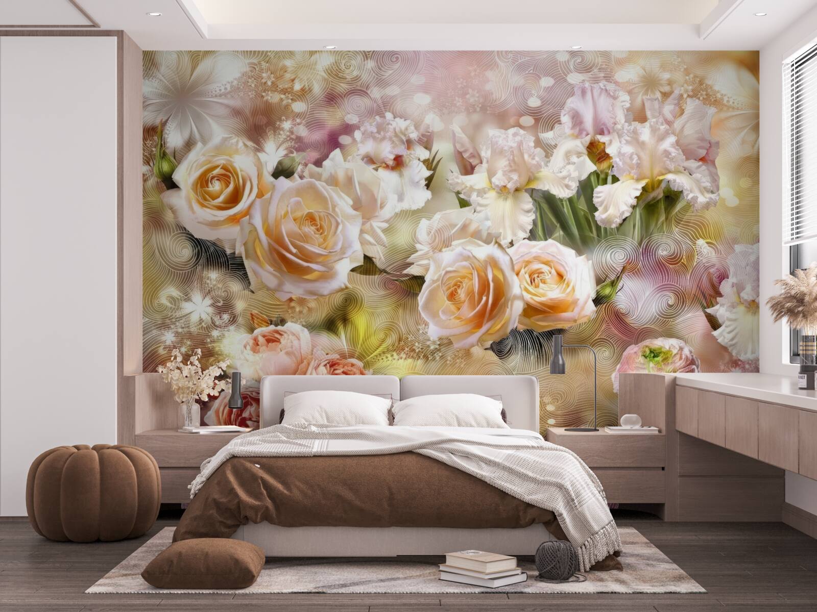 Fotobehang crème rozen