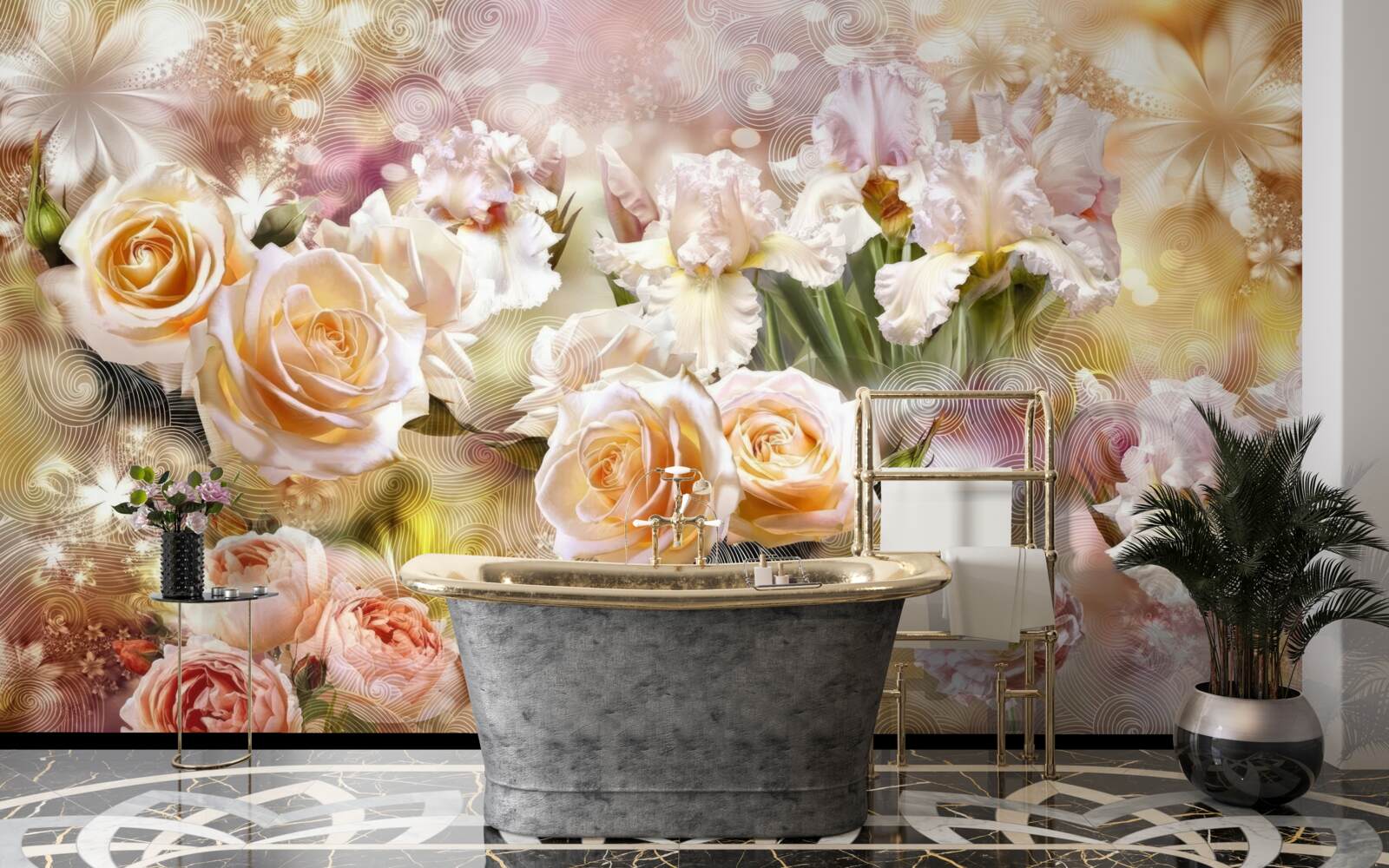 Fotobehang crème rozen