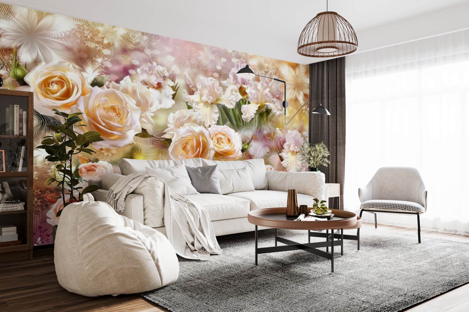 Fotobehang crème rozen