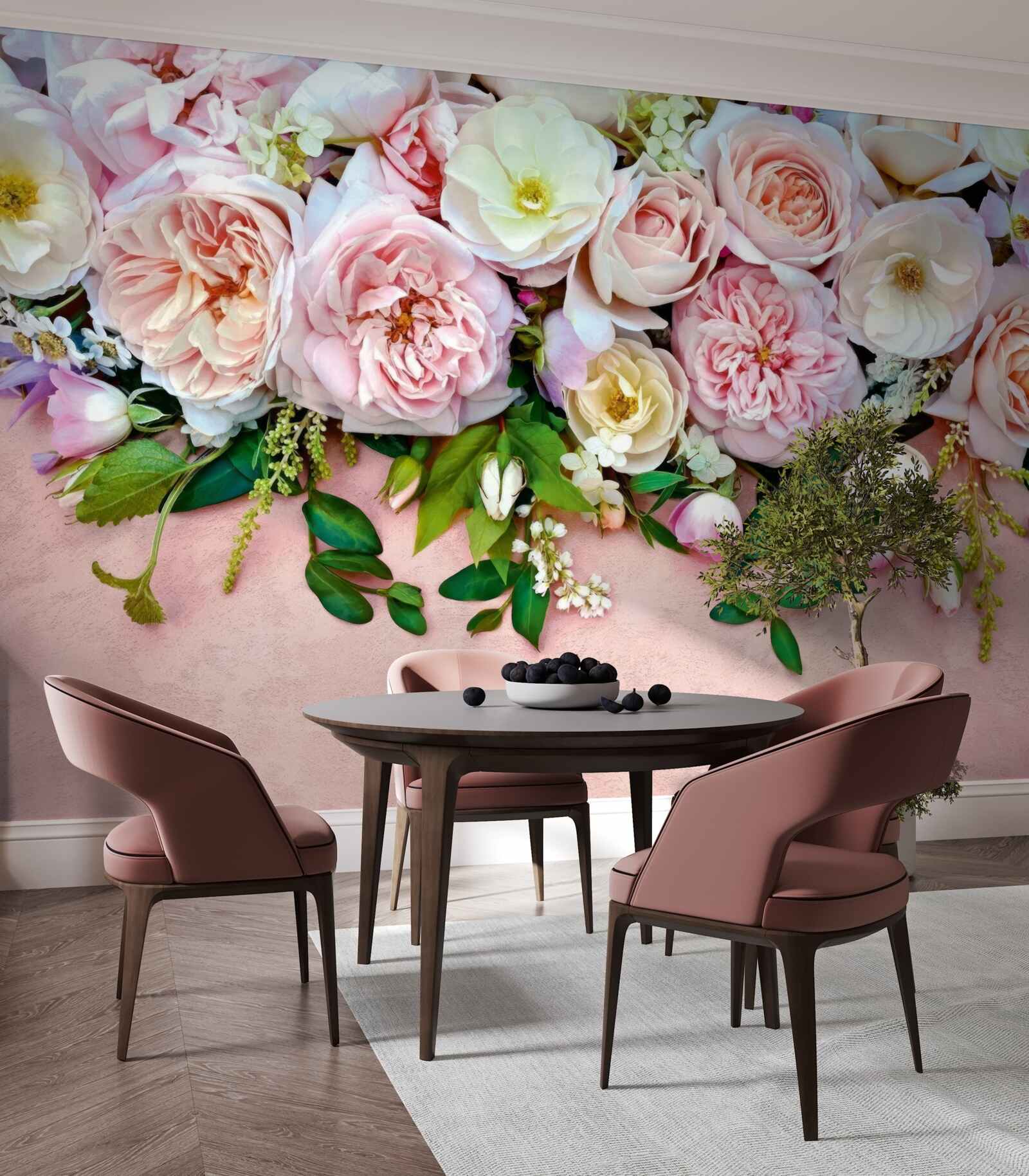 Fotobehang lichte en delicate rozen