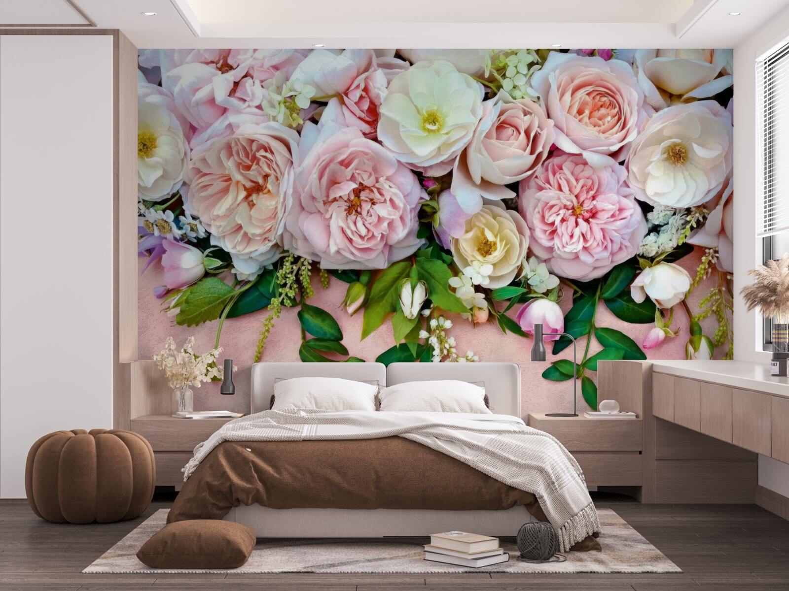 Fotobehang lichte en delicate rozen