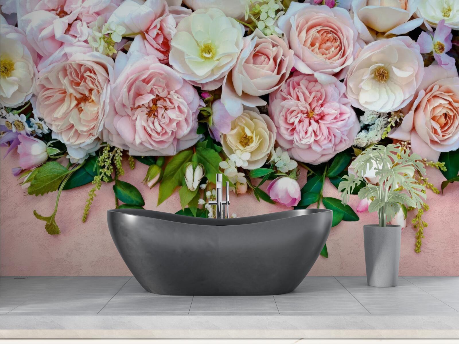 Fotobehang lichte en delicate rozen