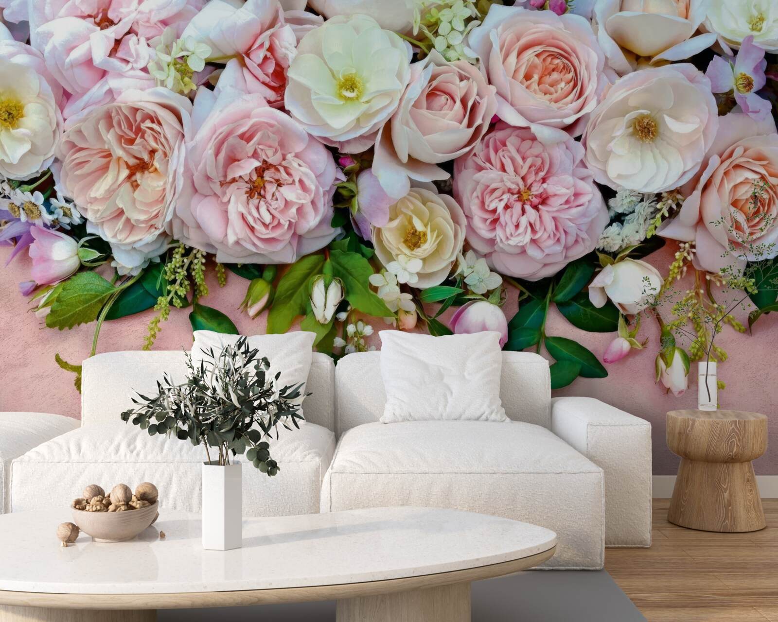 Fotobehang lichte en delicate rozen