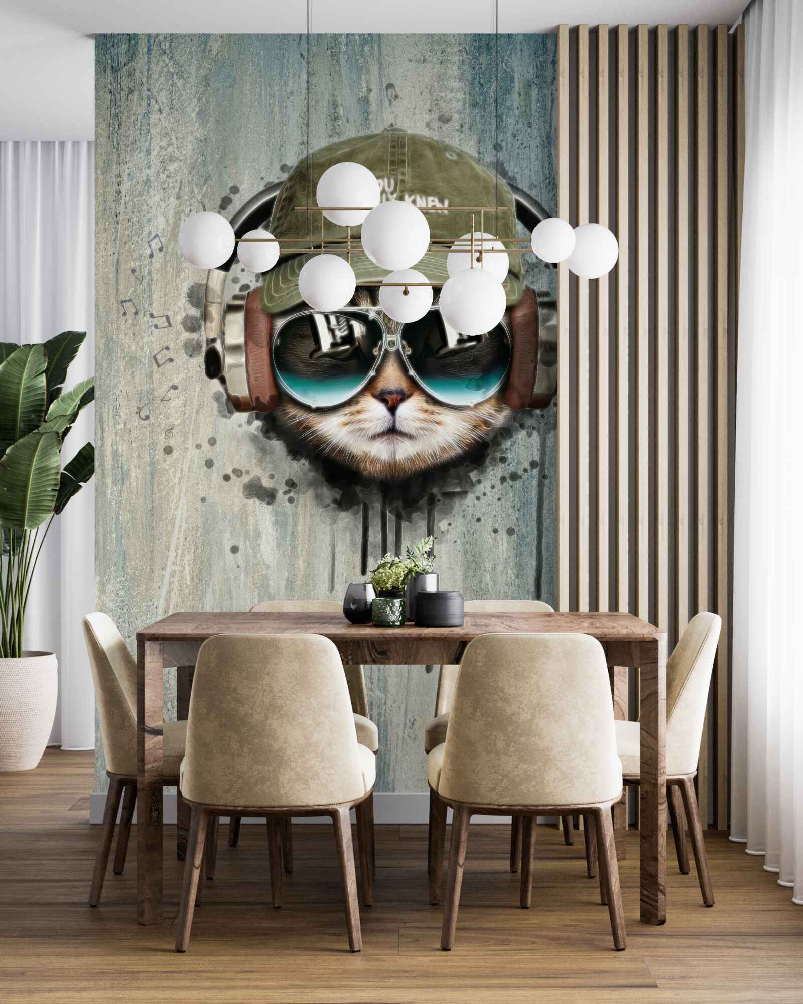 Fotobehang modieuze kat