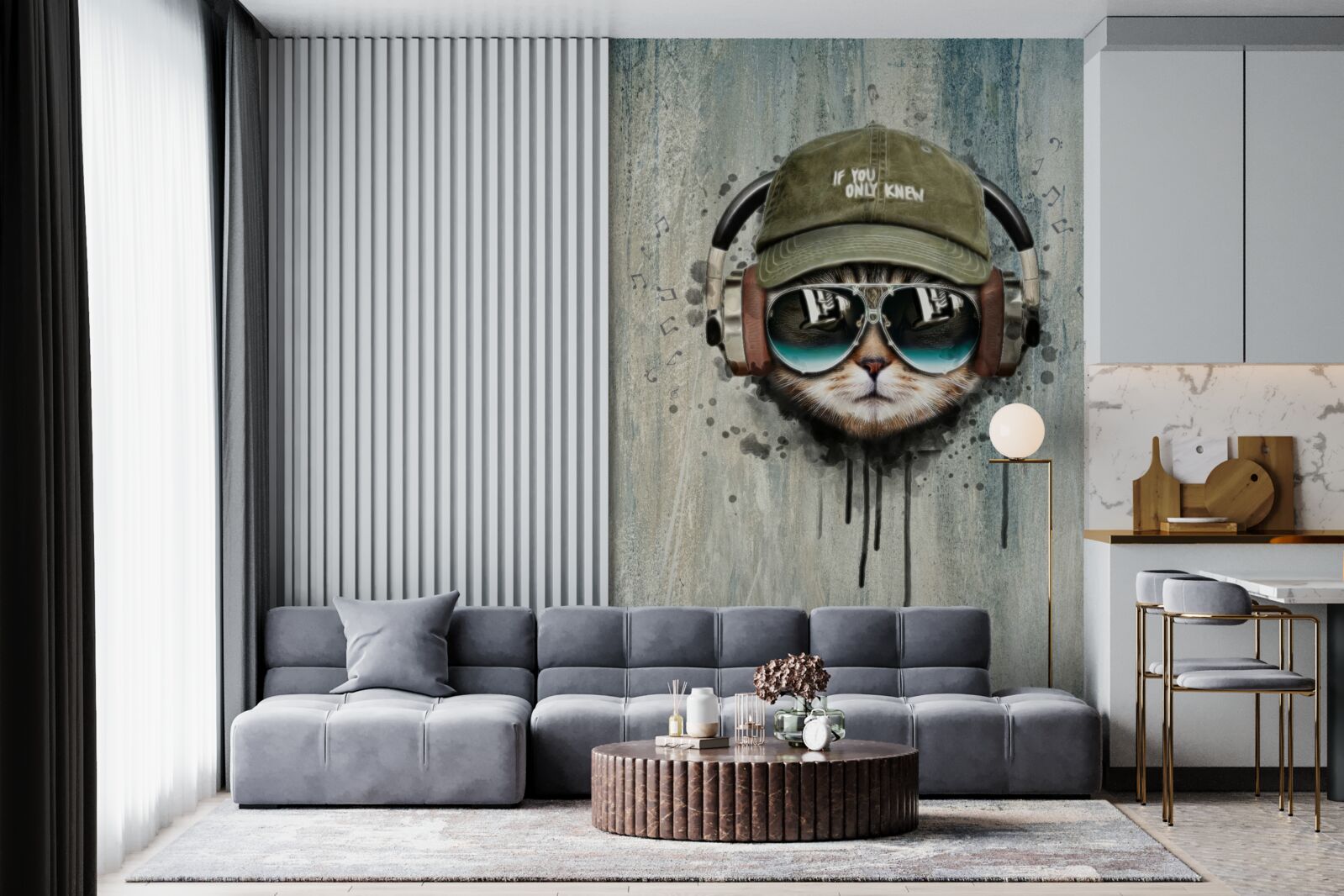 Fotobehang modieuze kat