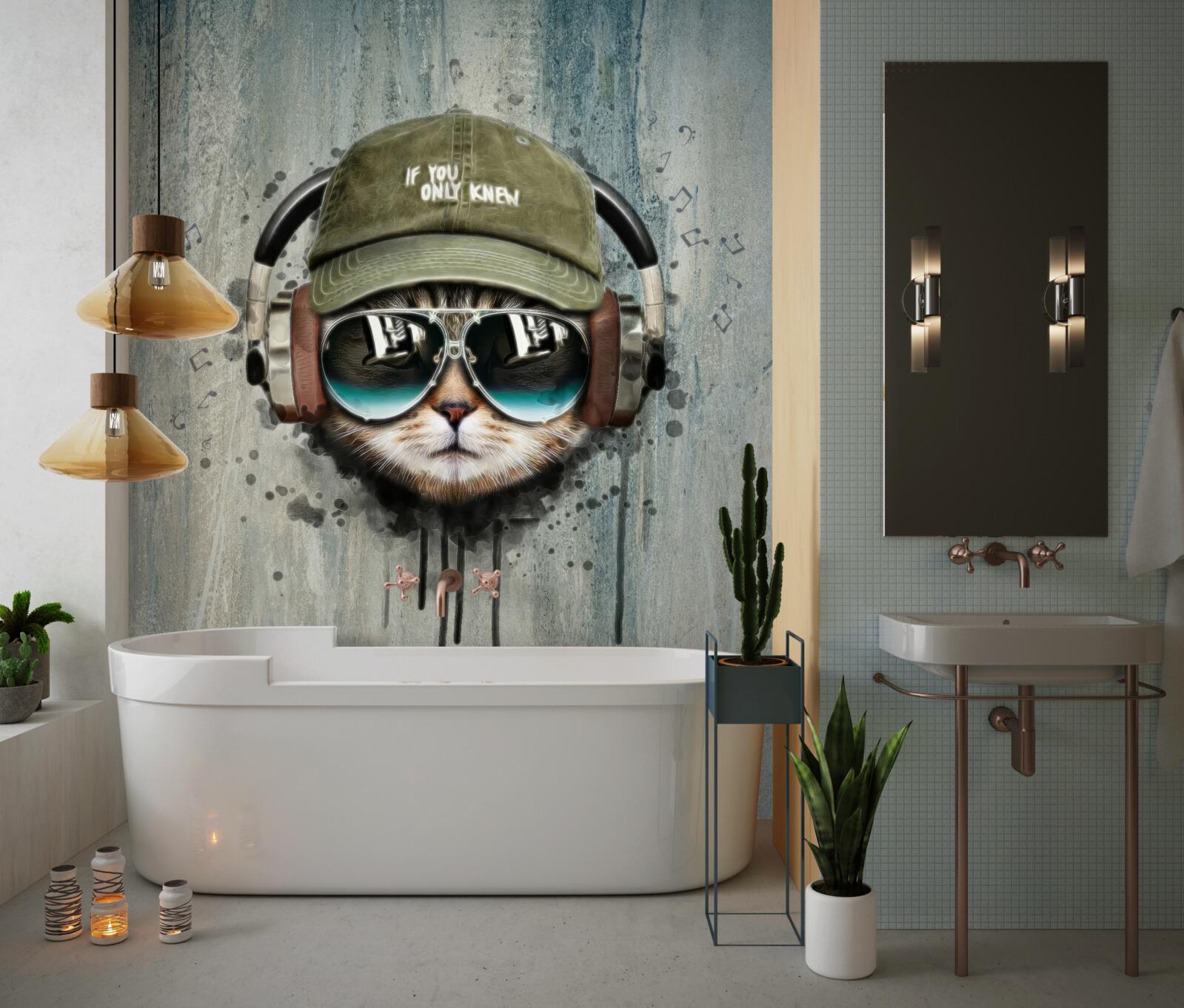 Fotobehang modieuze kat