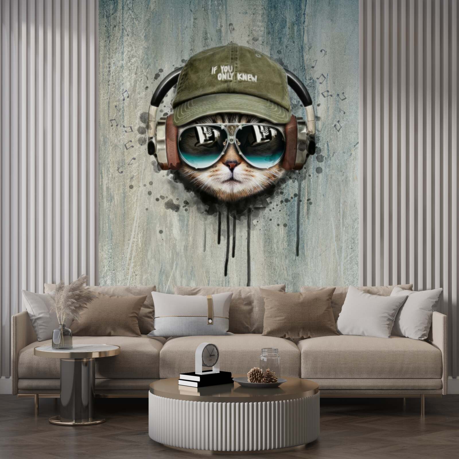 Fotobehang modieuze kat