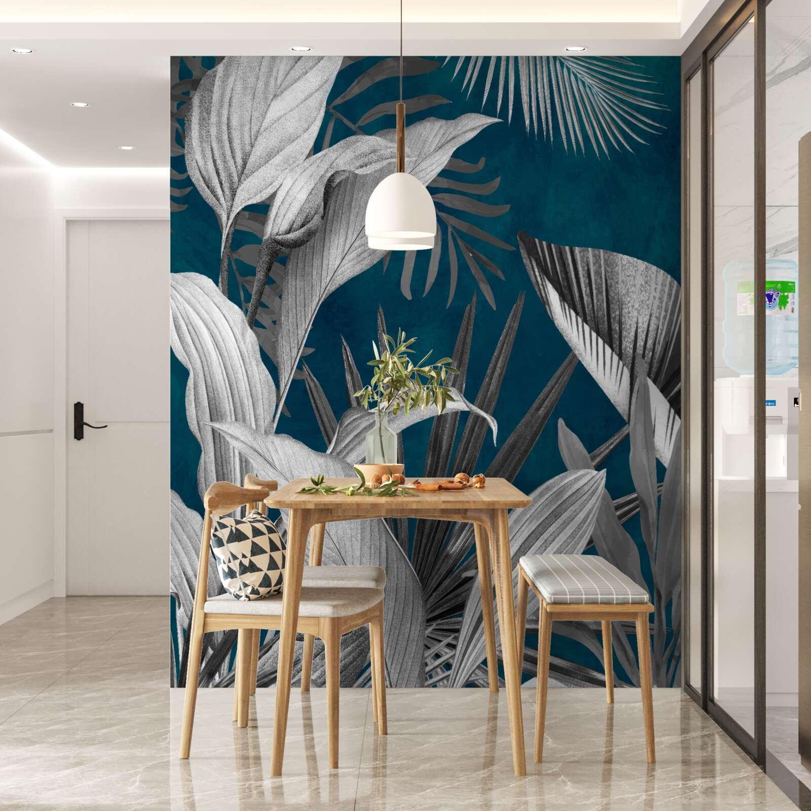 Fotobehang achtergrond van verschillende heldere bladeren