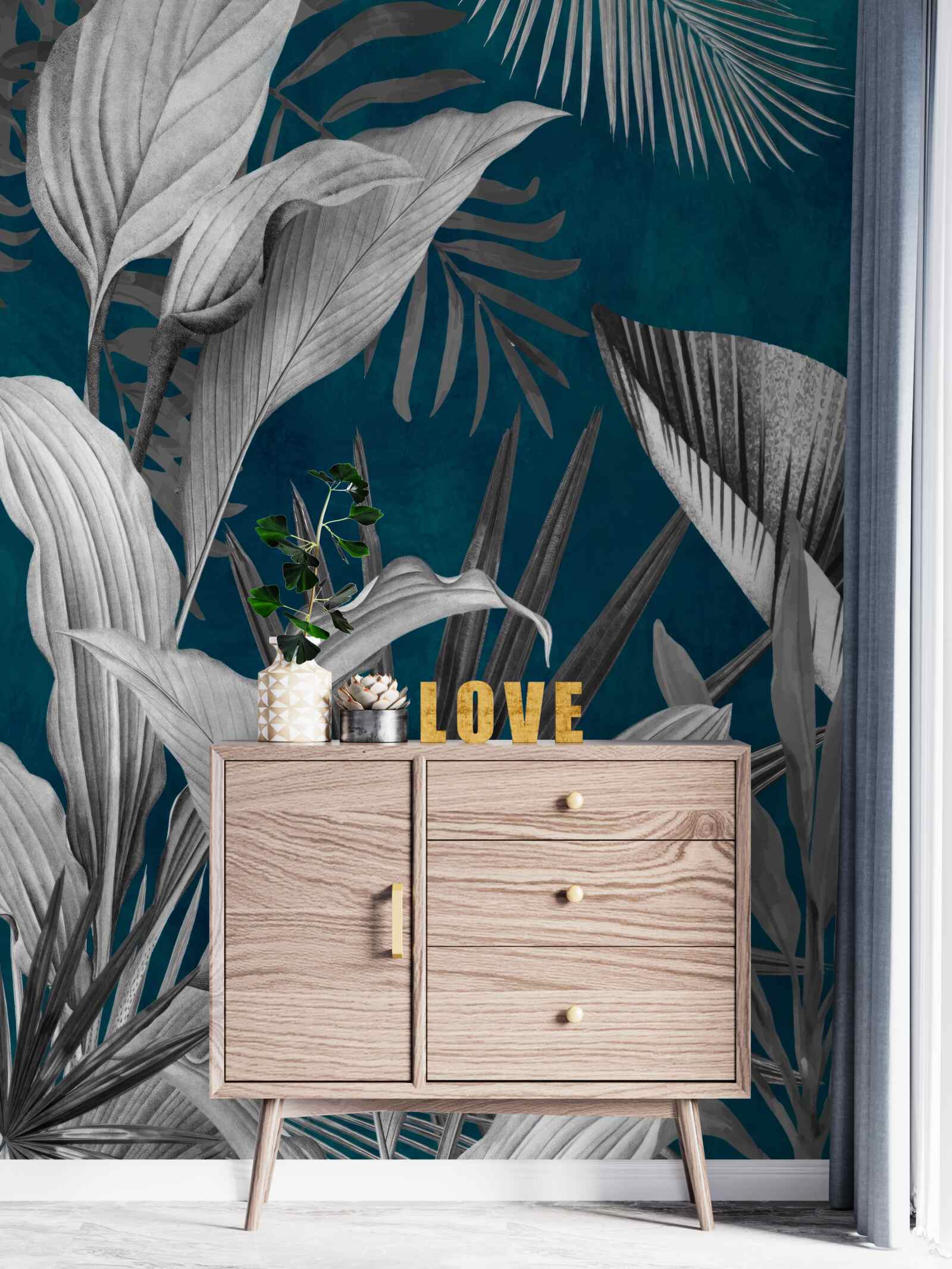 Fotobehang achtergrond van verschillende heldere bladeren