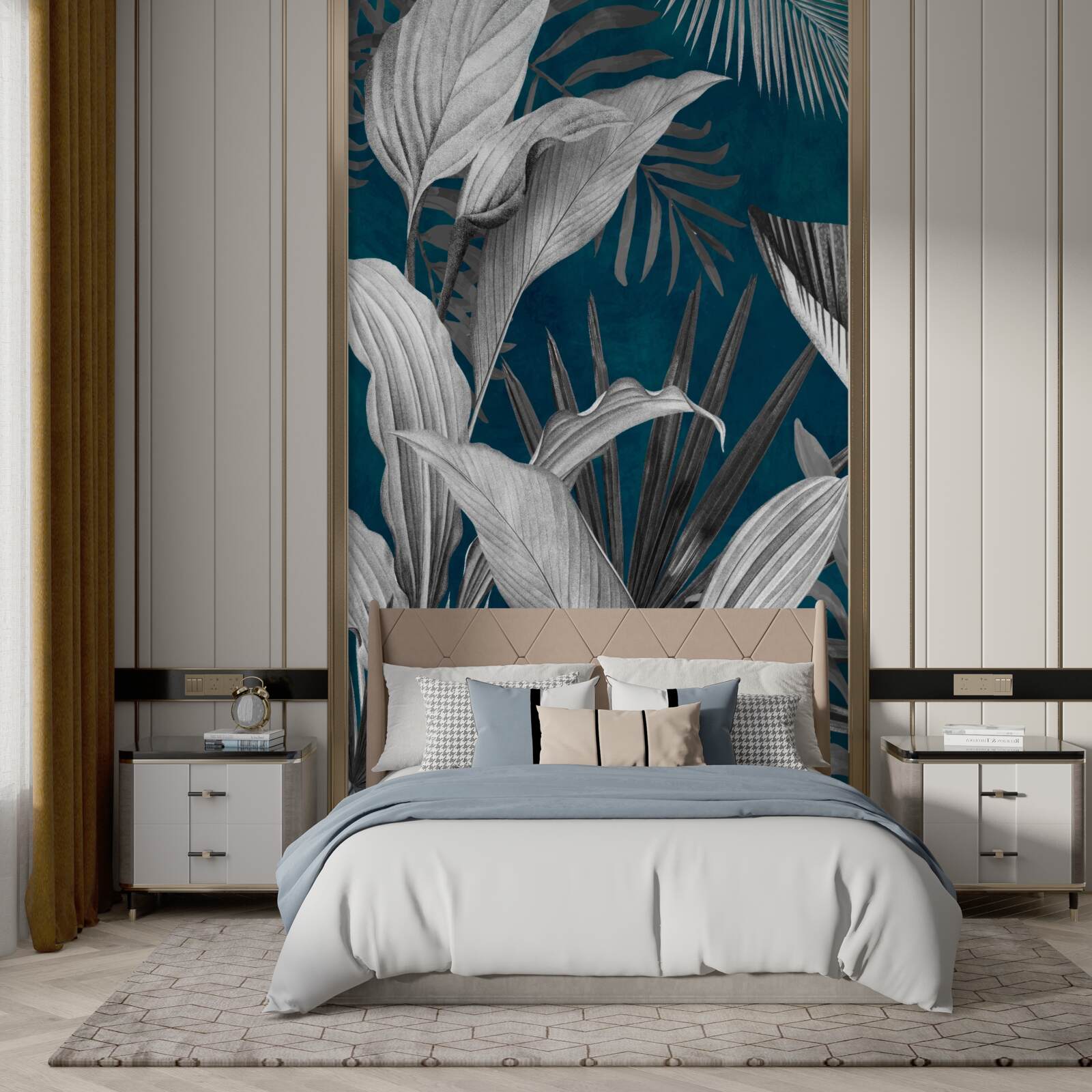 Fotobehang achtergrond van verschillende heldere bladeren