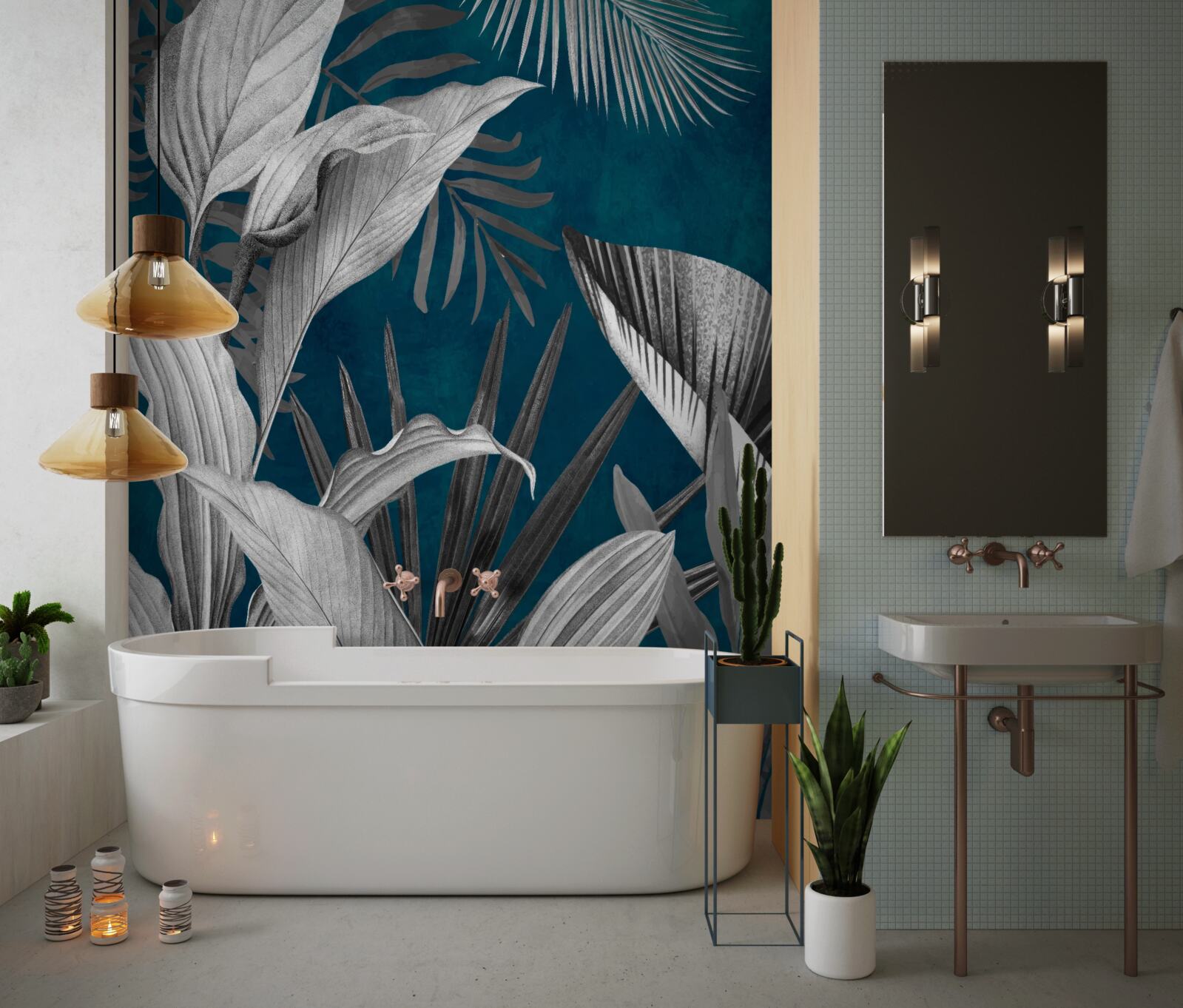 Fotobehang achtergrond van verschillende heldere bladeren