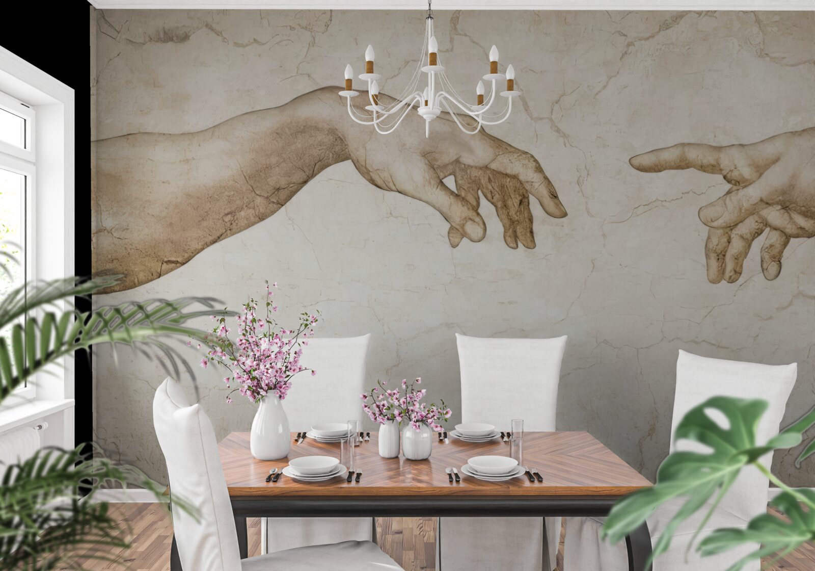 Fotobehang twee uitgestrekte handen naar elkaar