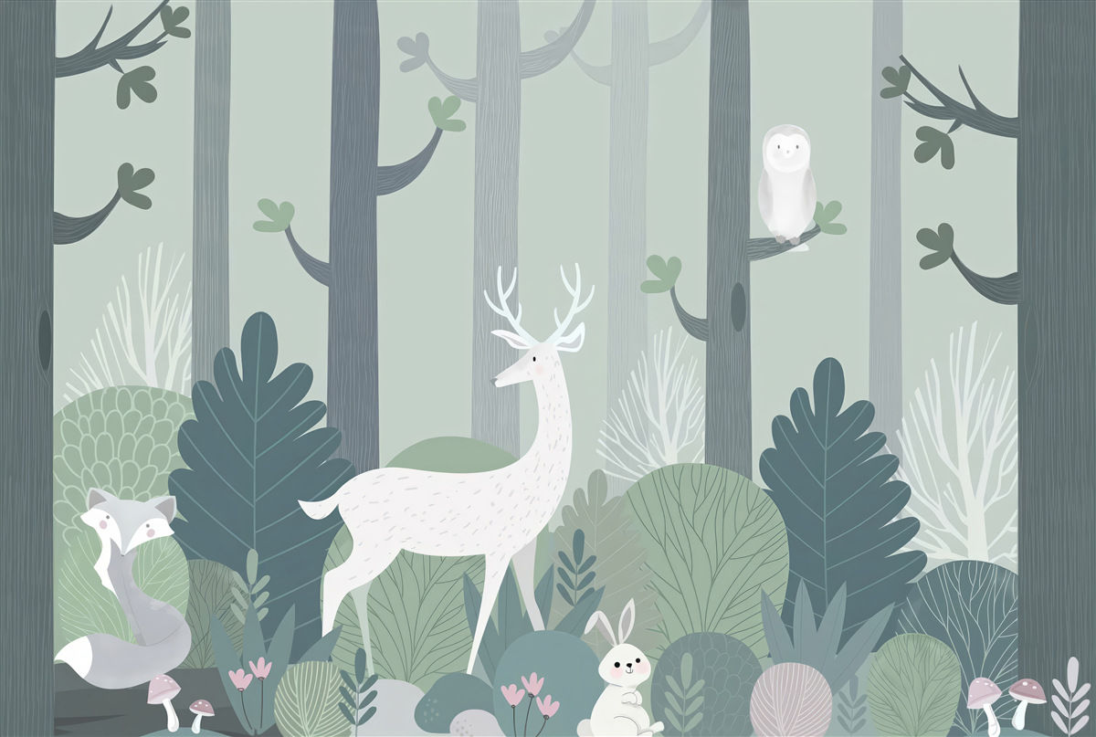 Fotobehang dieren in het donkere struikgewas