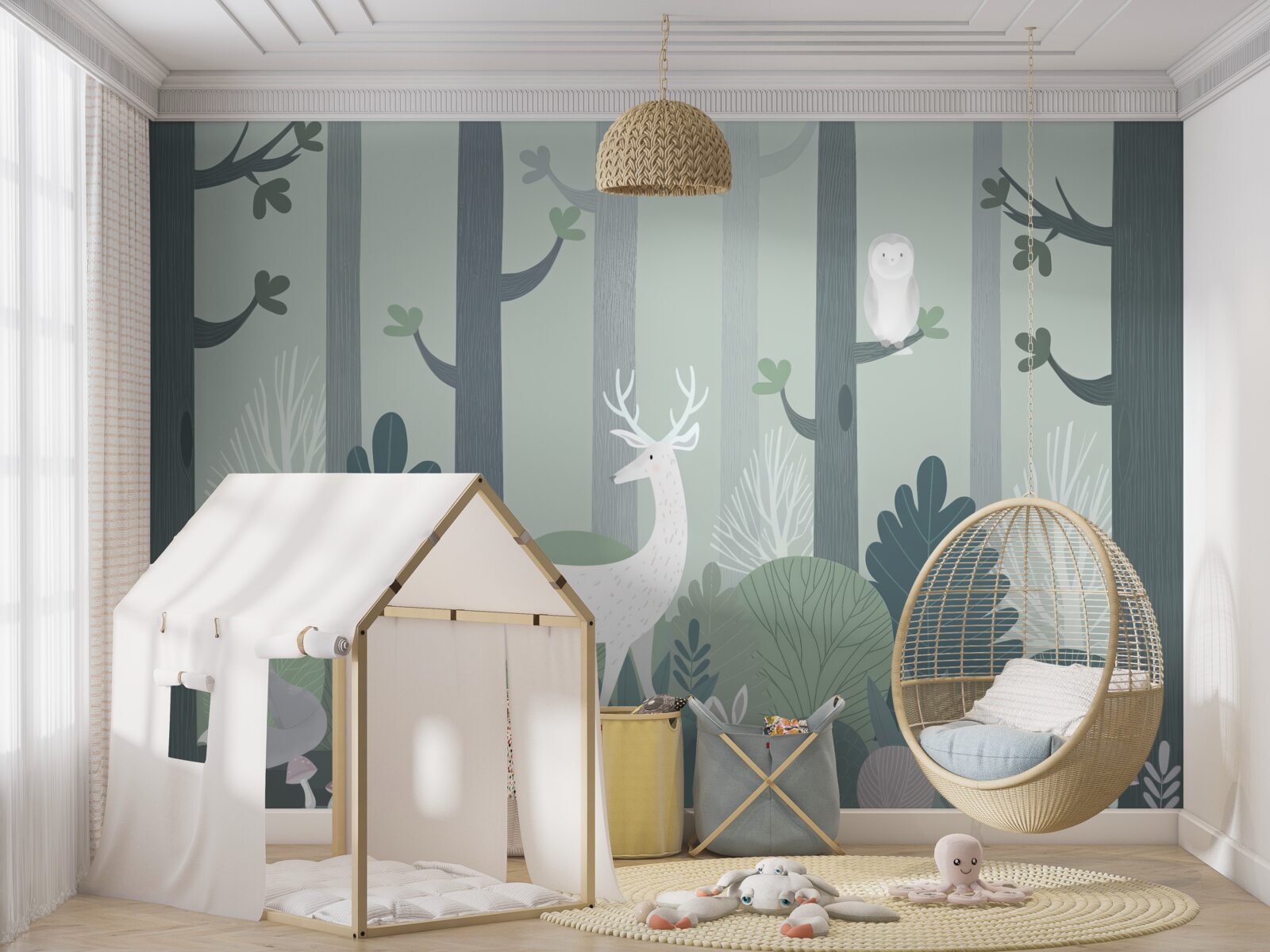 Fotobehang dieren in het donkere struikgewas