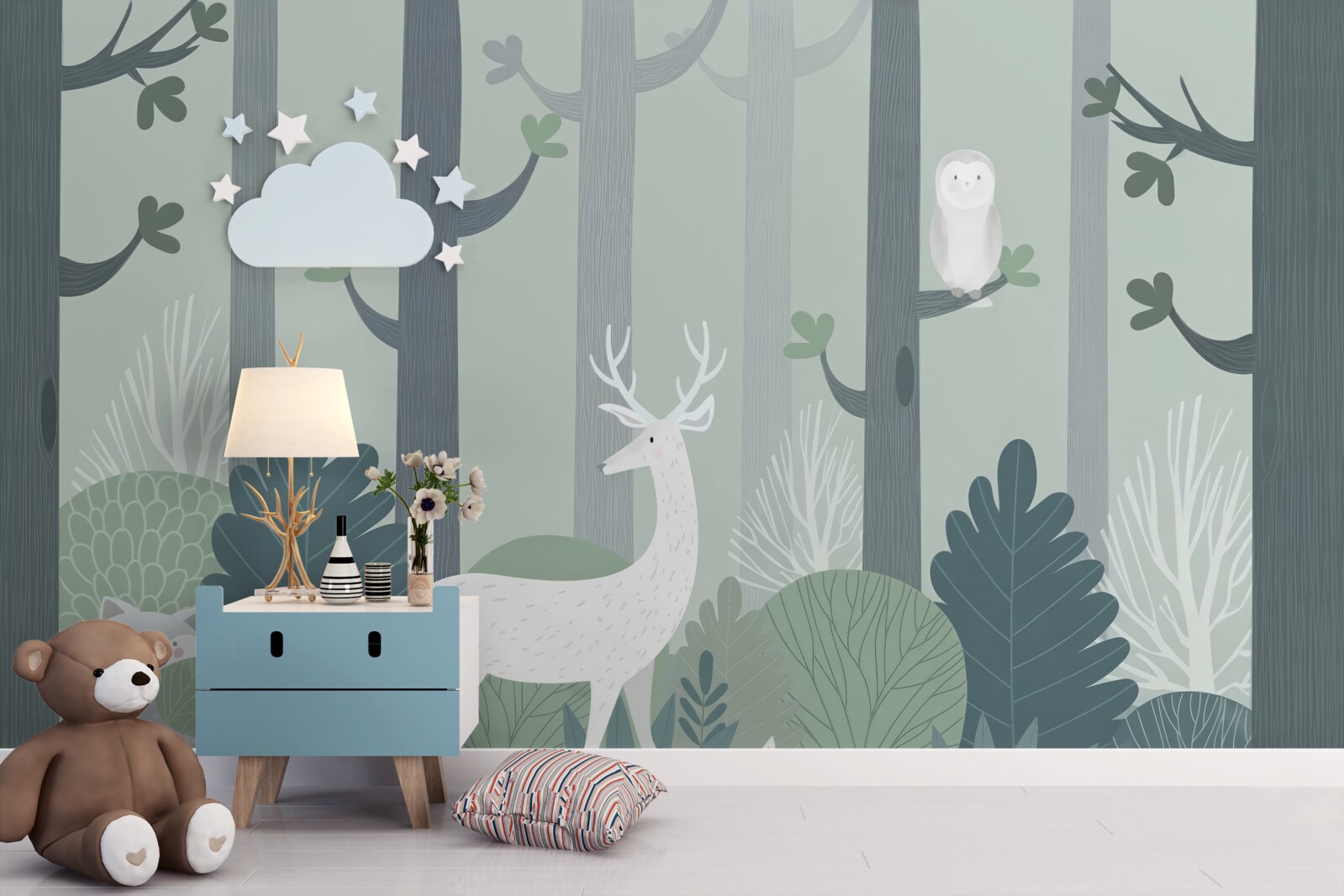 Fotobehang dieren in het donkere struikgewas