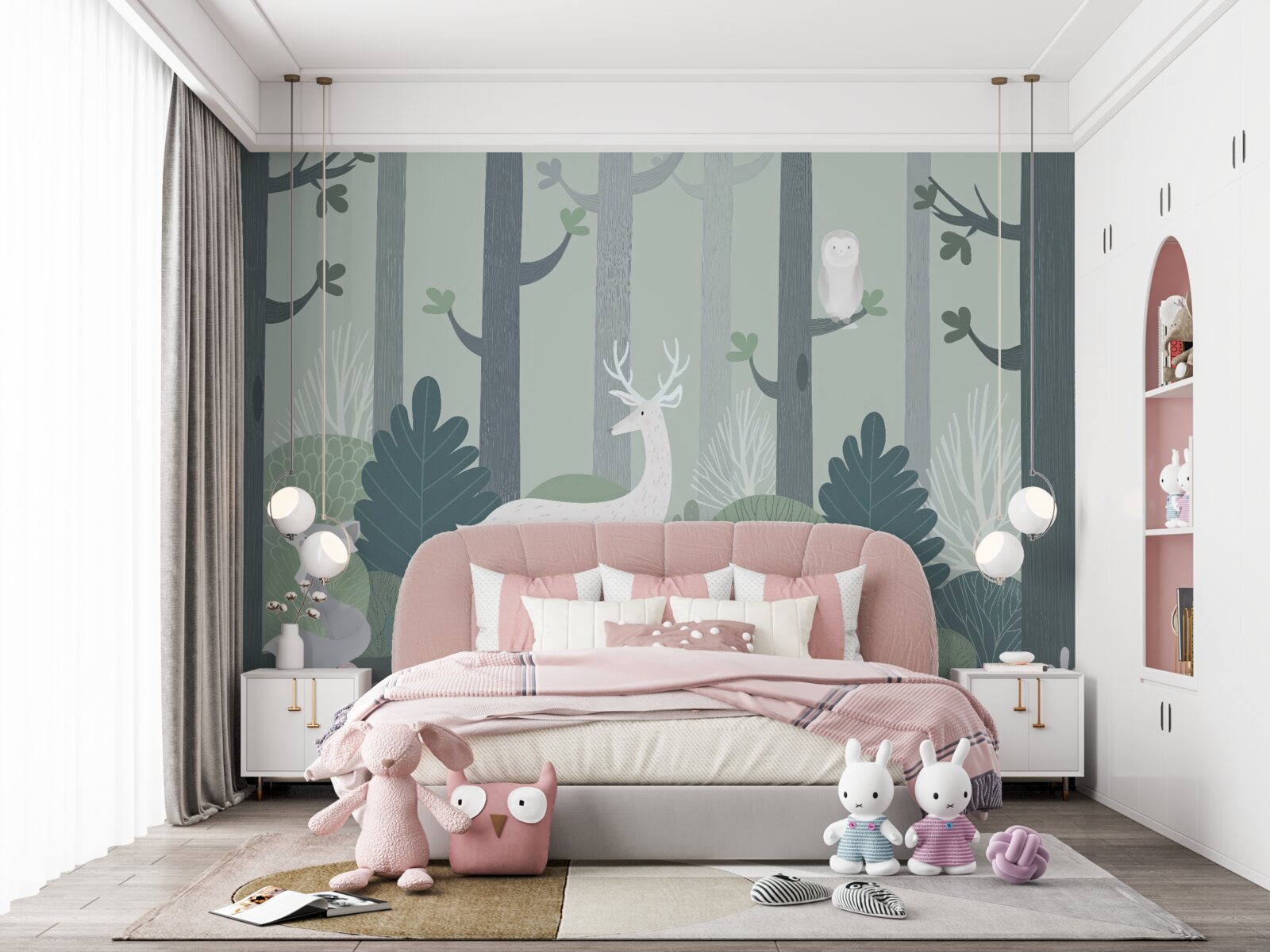 Fotobehang dieren in het donkere struikgewas