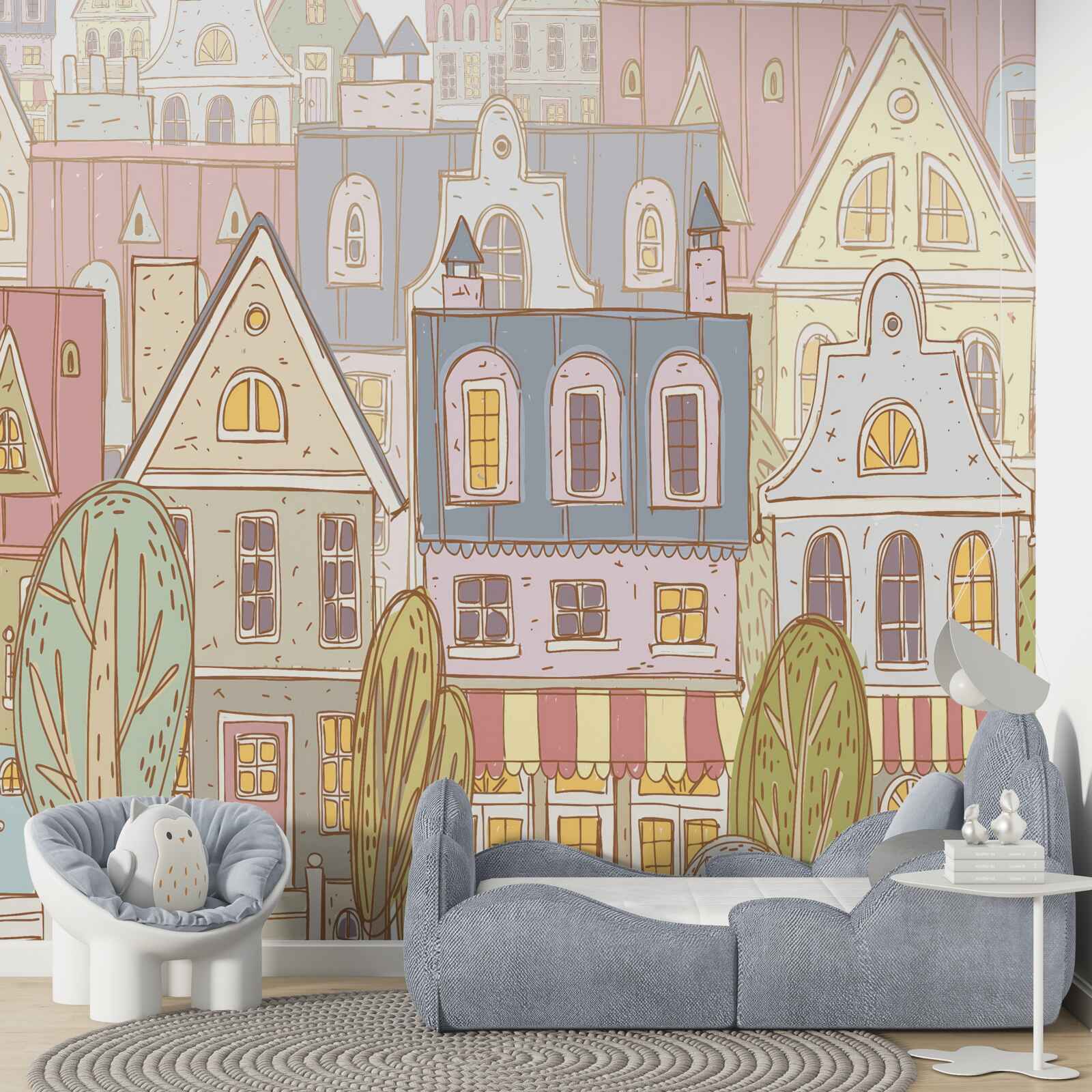 Fotobehang huizen van verschillende typen