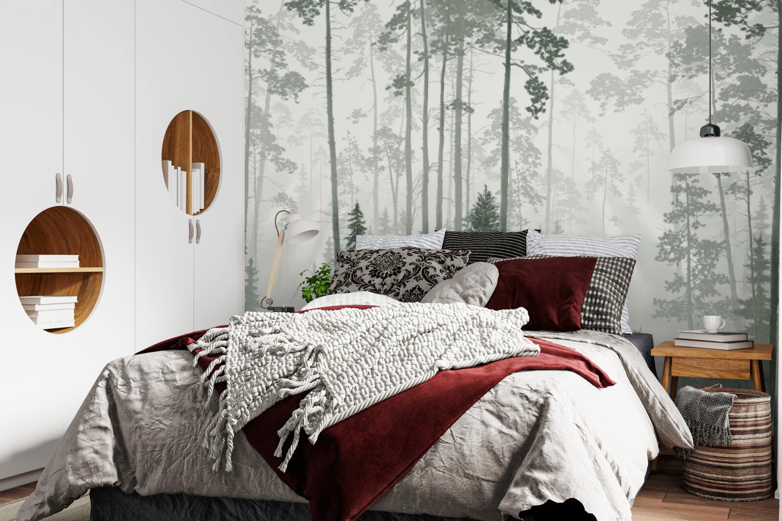 Fotobehang beren in een rokerig bos