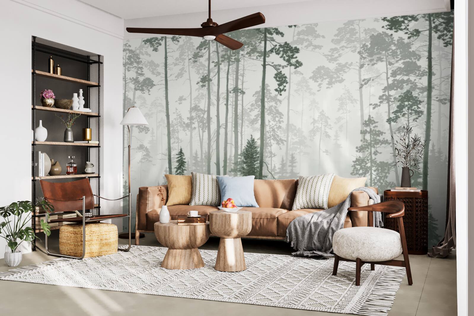 Fotobehang beren in een rokerig bos