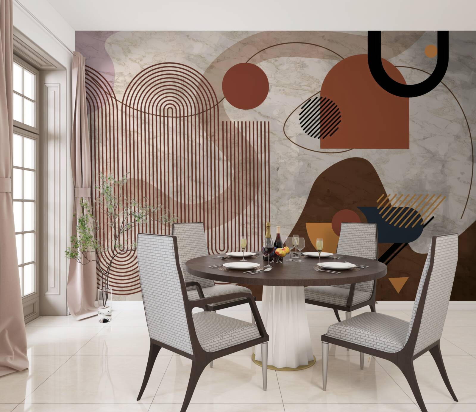 Fotobehang donkere kleuren in een abstracte stijl