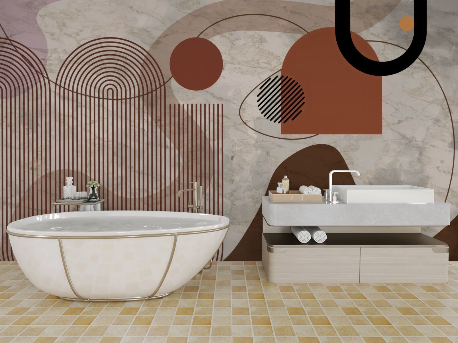 Fotobehang donkere kleuren in een abstracte stijl