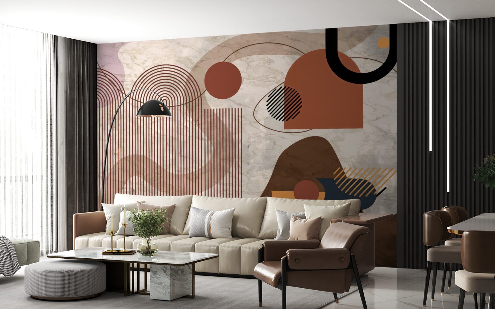 Fotobehang donkere kleuren in een abstracte stijl