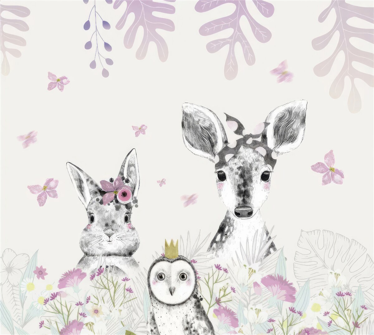 Fotobehang heldere achtergrond met afbeeldingen van dieren