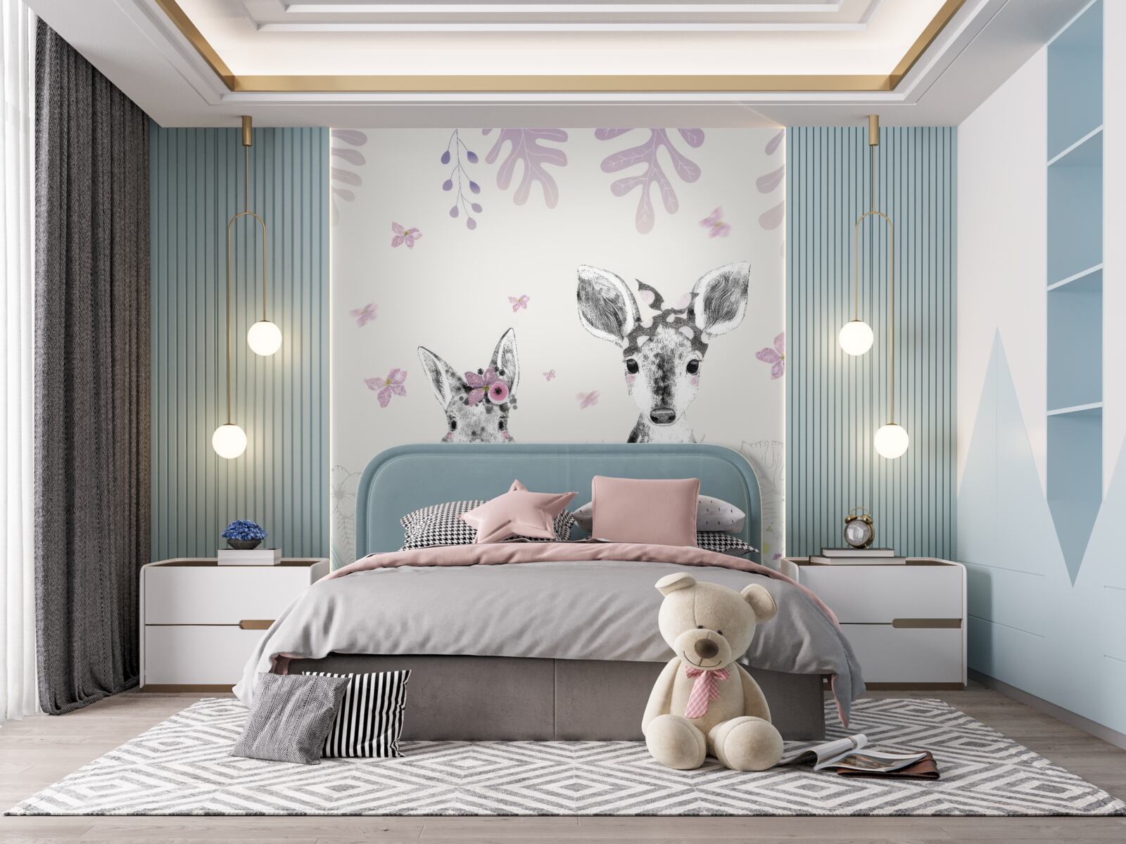 Fotobehang heldere achtergrond met afbeeldingen van dieren