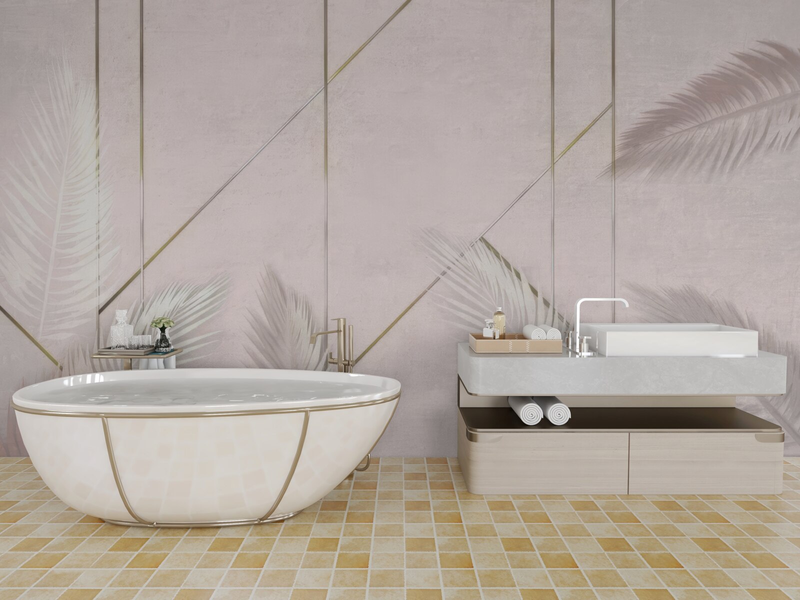 Fotobehang lichte achtergrond met bladeren