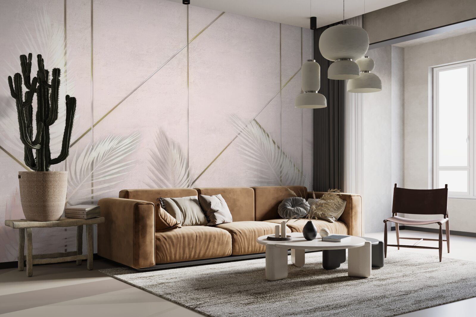 Fotobehang lichte achtergrond met bladeren