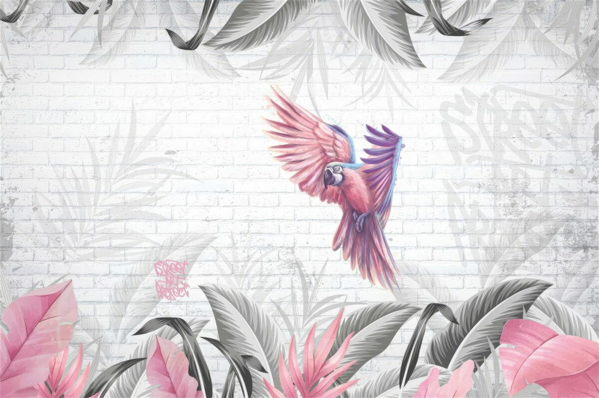 Fotobehang roze papegaai