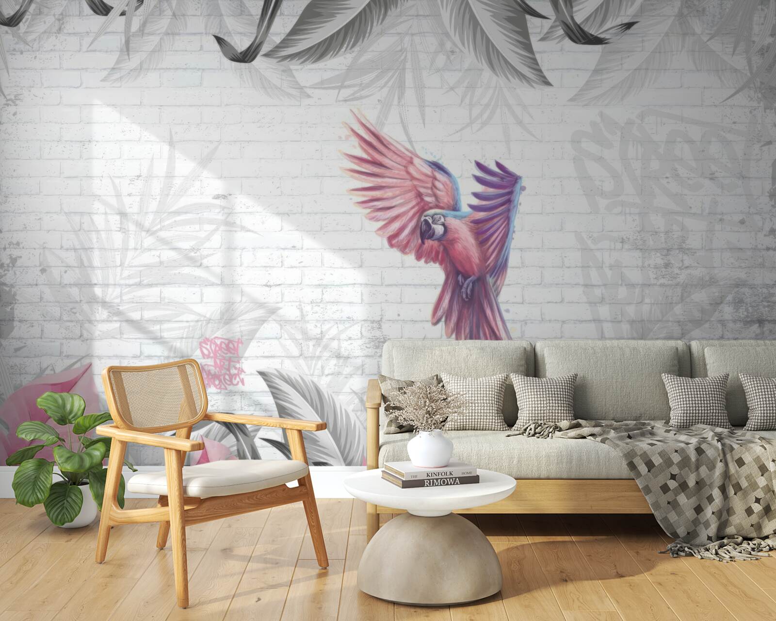 Fotobehang roze papegaai