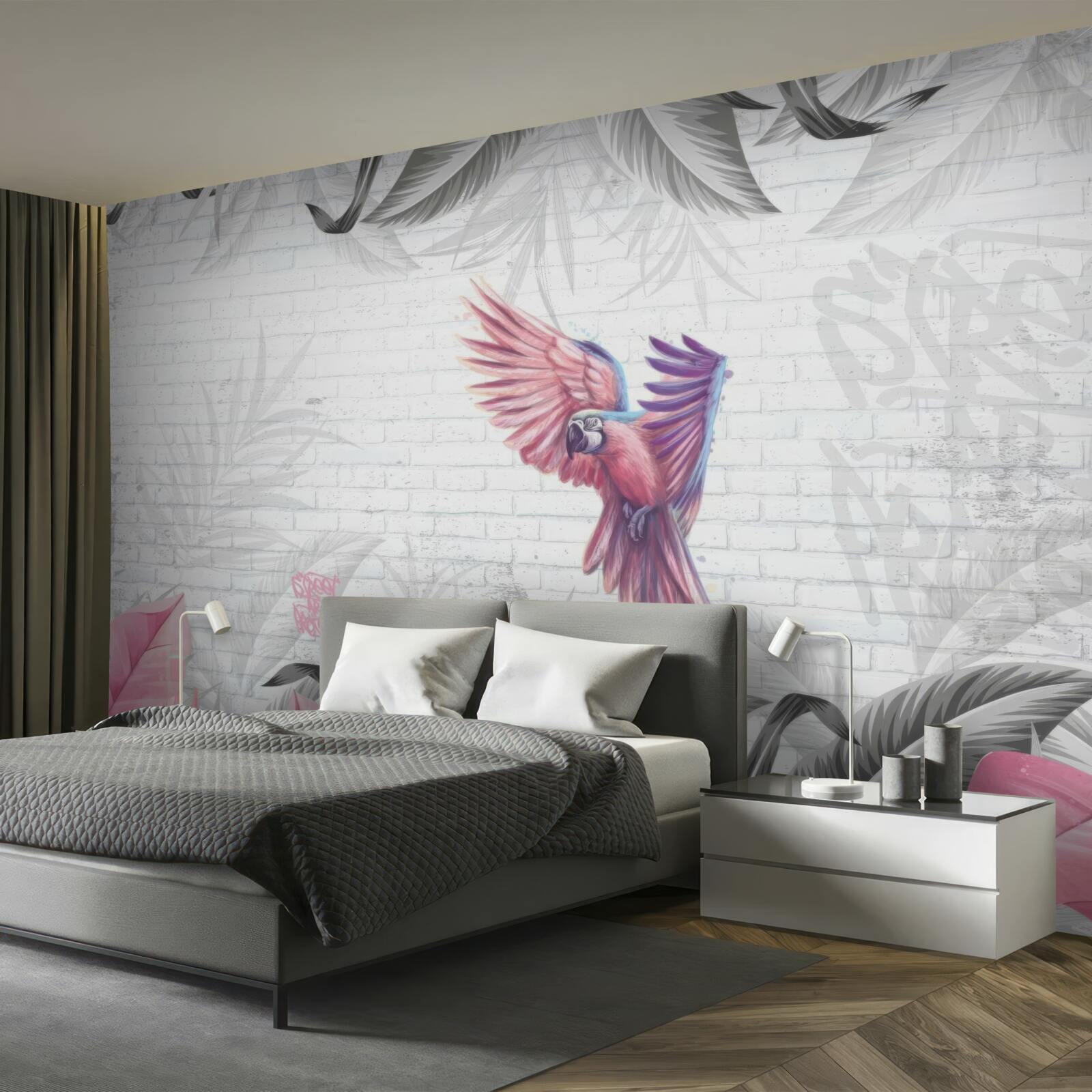 Fotobehang roze papegaai