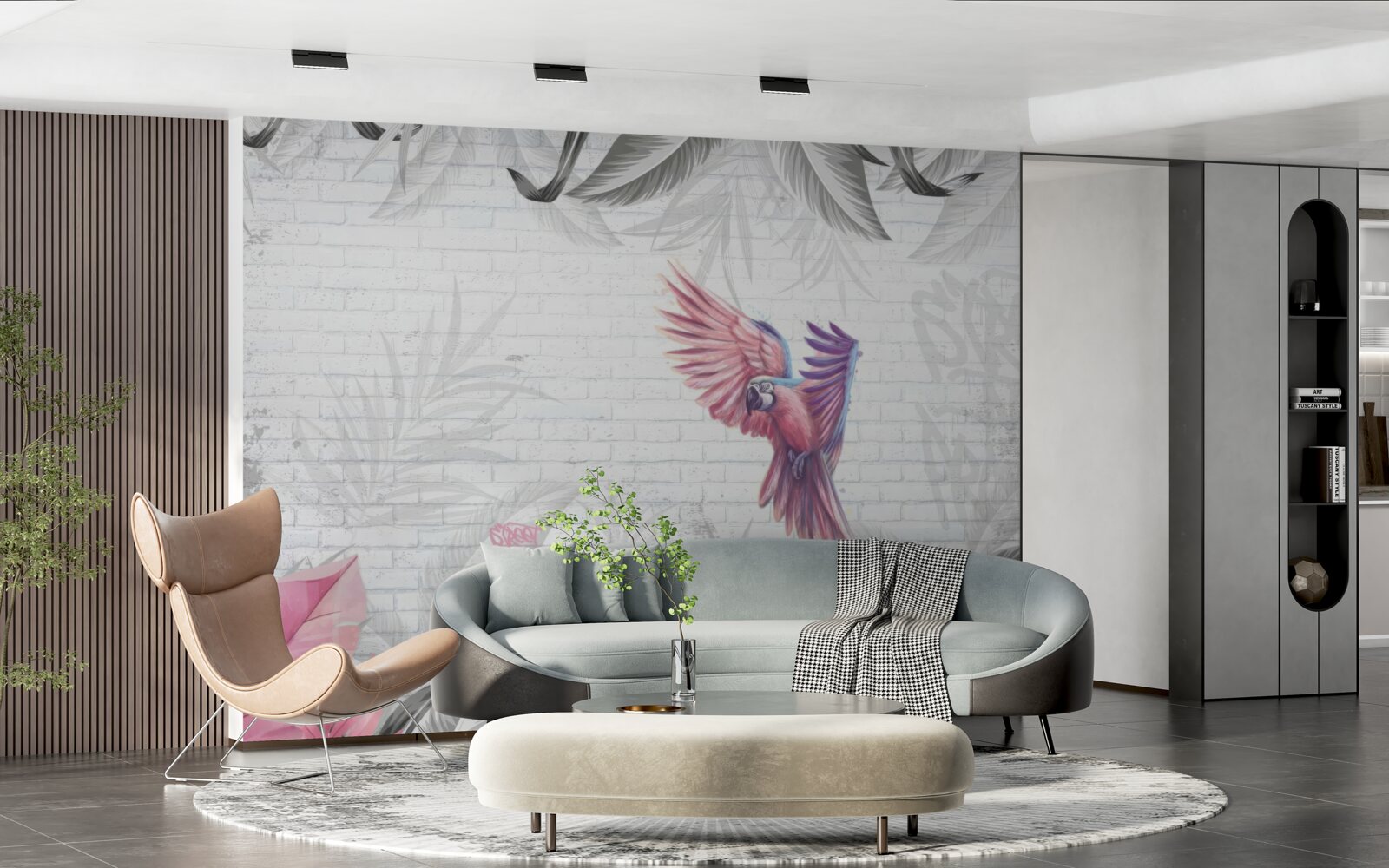 Fotobehang roze papegaai