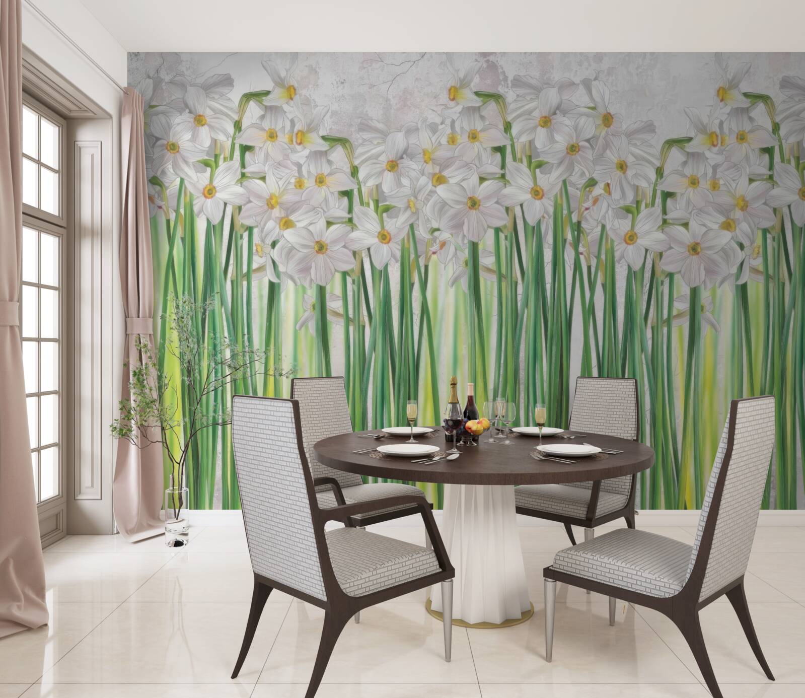 Fotobehang Narcissenbloemen zijn wit