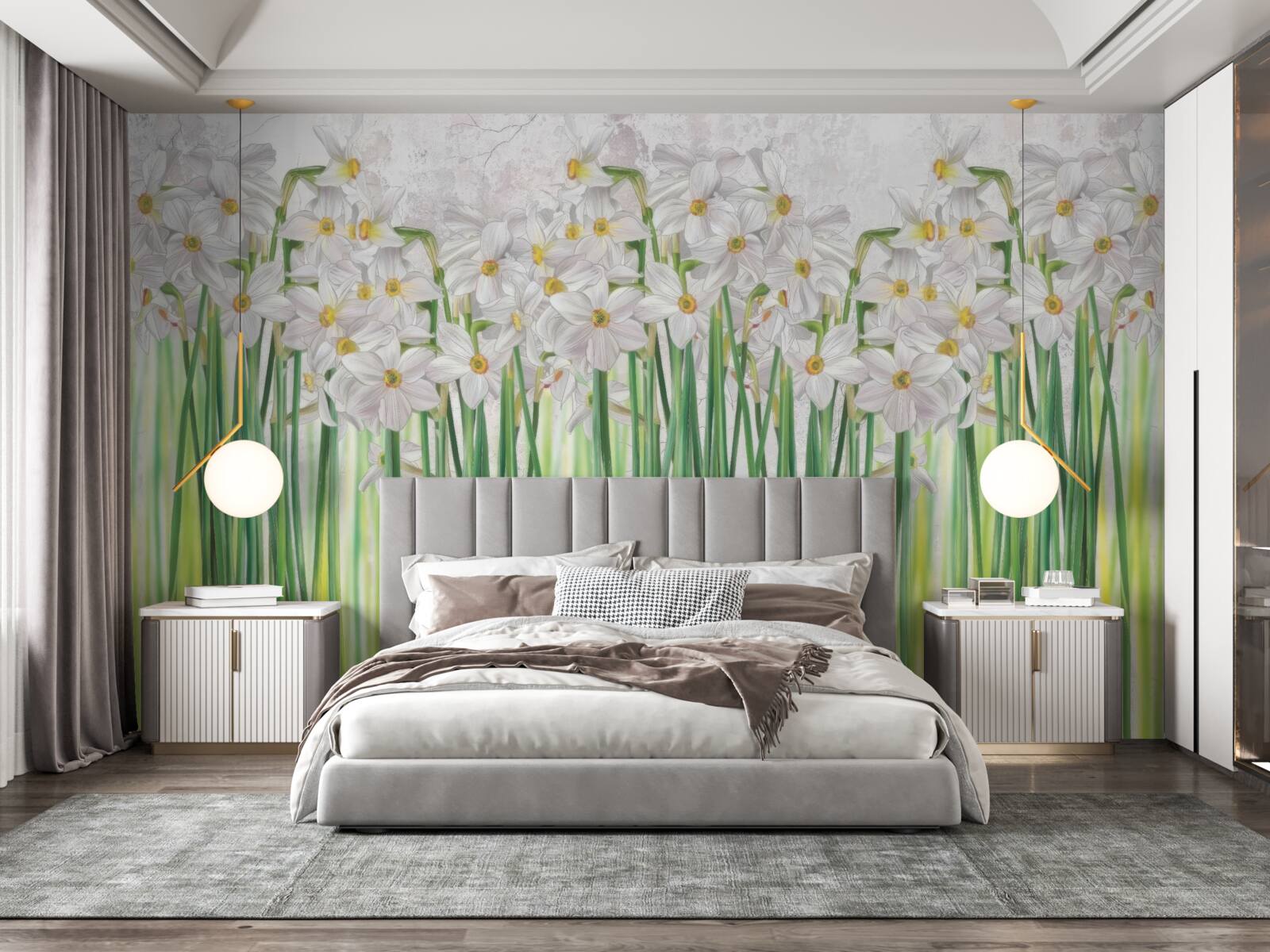 Fotobehang Narcissenbloemen zijn wit